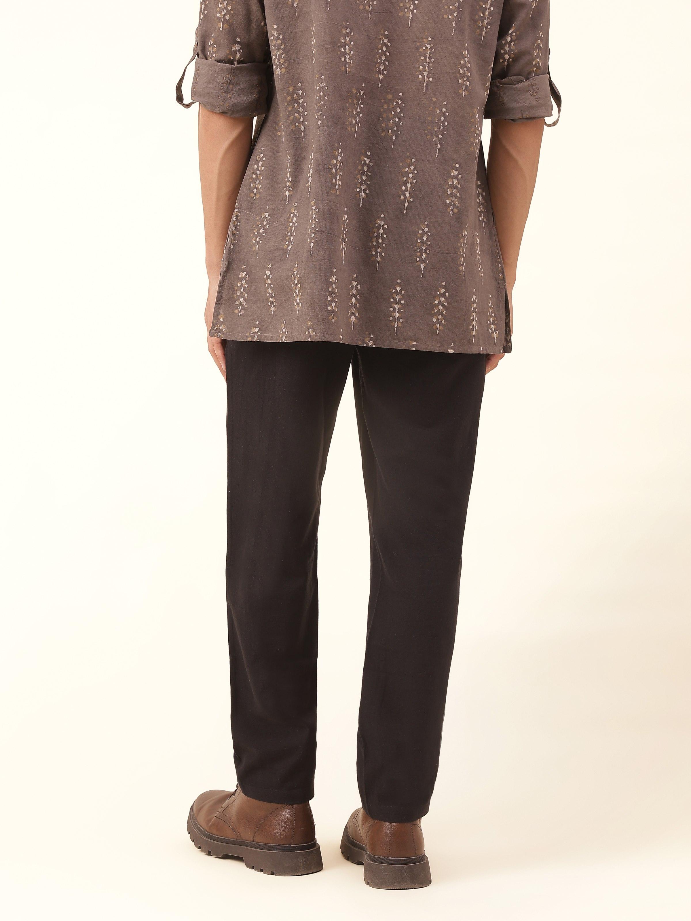 Black Cotton Elasticated Pyjamas