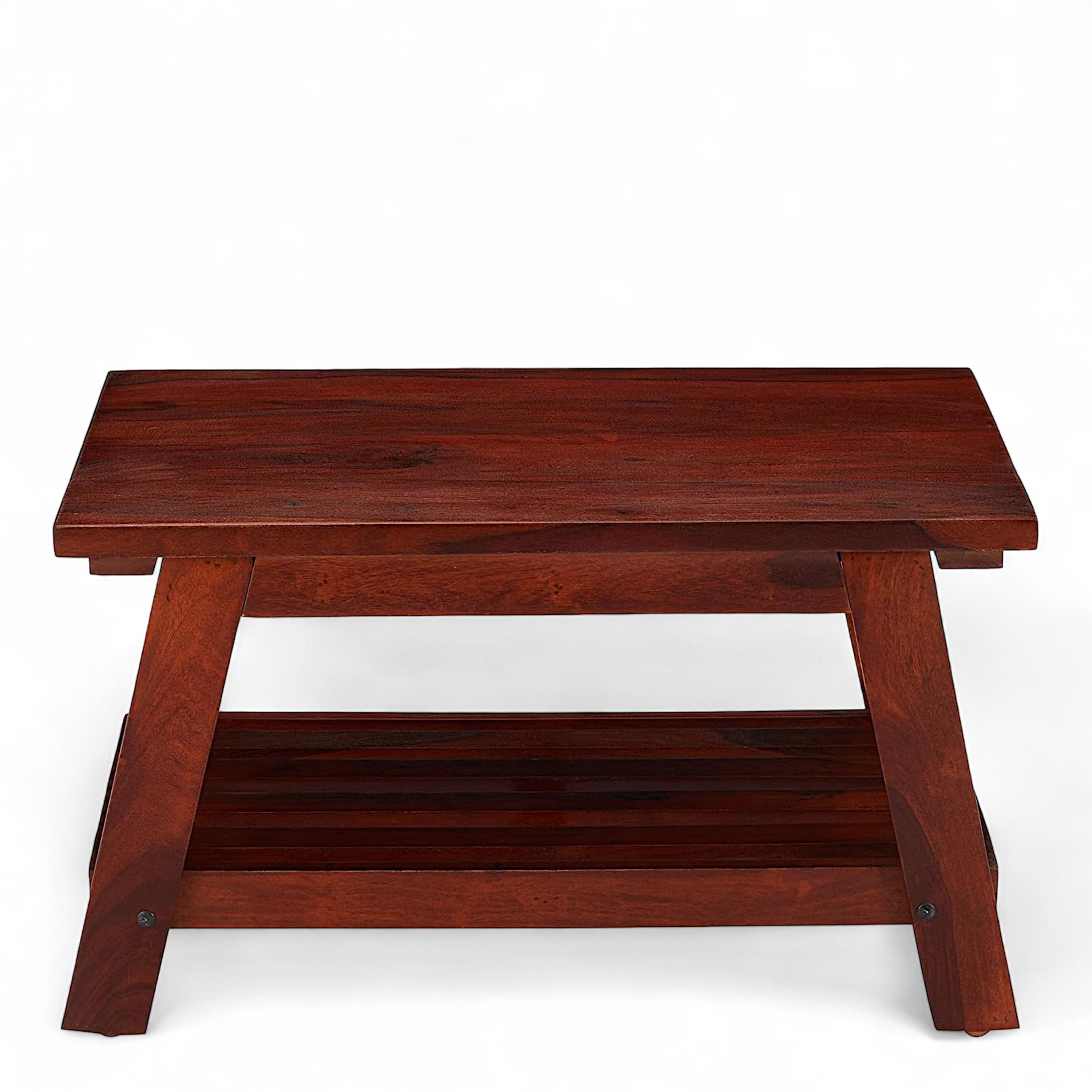 Alison Sheesham Wood Accent Rectangle Coffee Table In Honey Finish