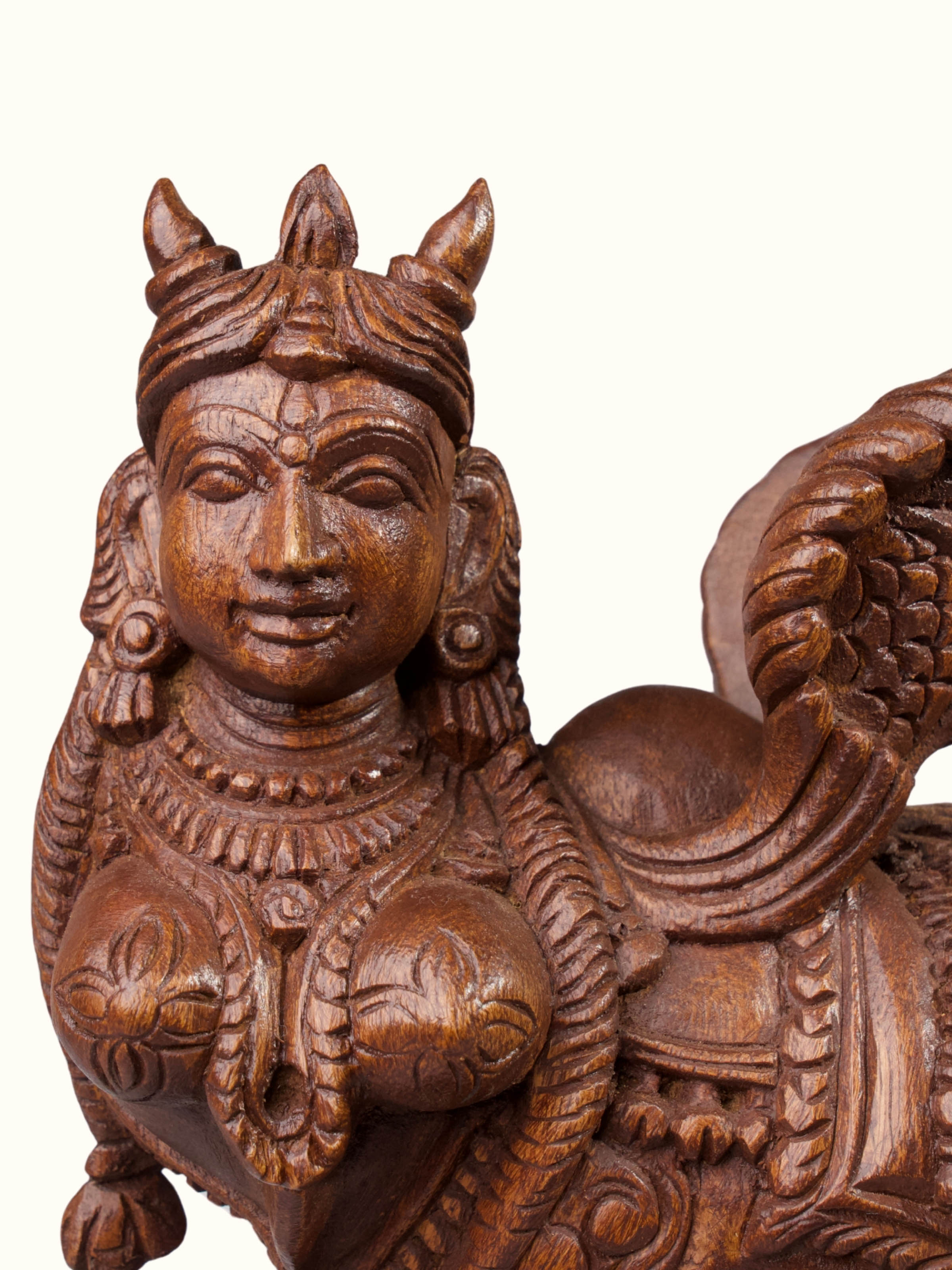 Wood Carved Kamadhenu Idol
