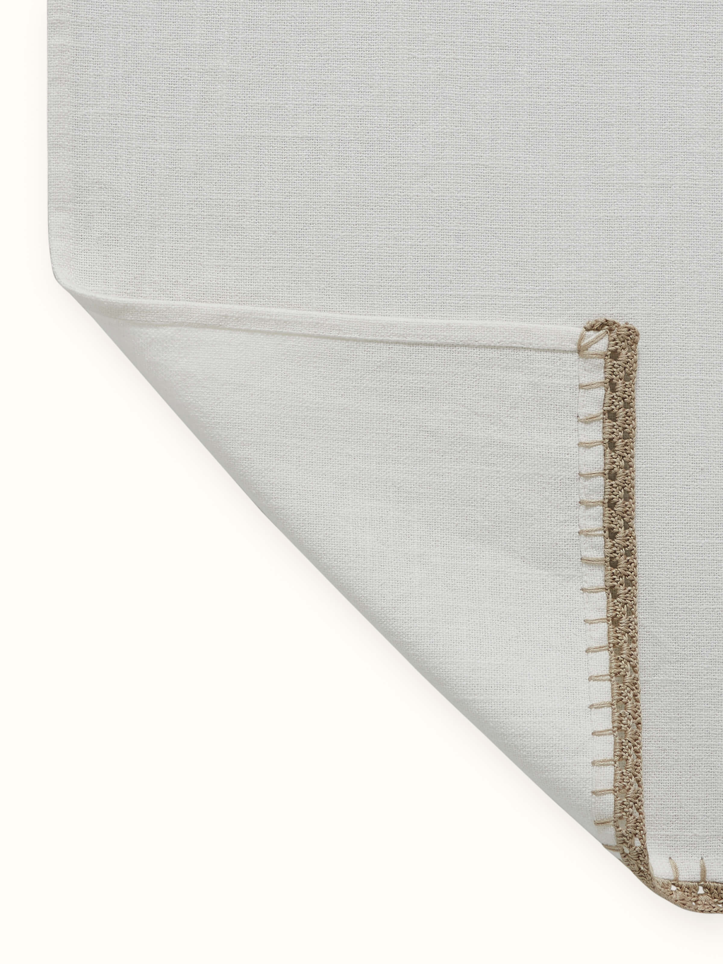 Nityam Ivory Cotton Slub Crochet Table Runner