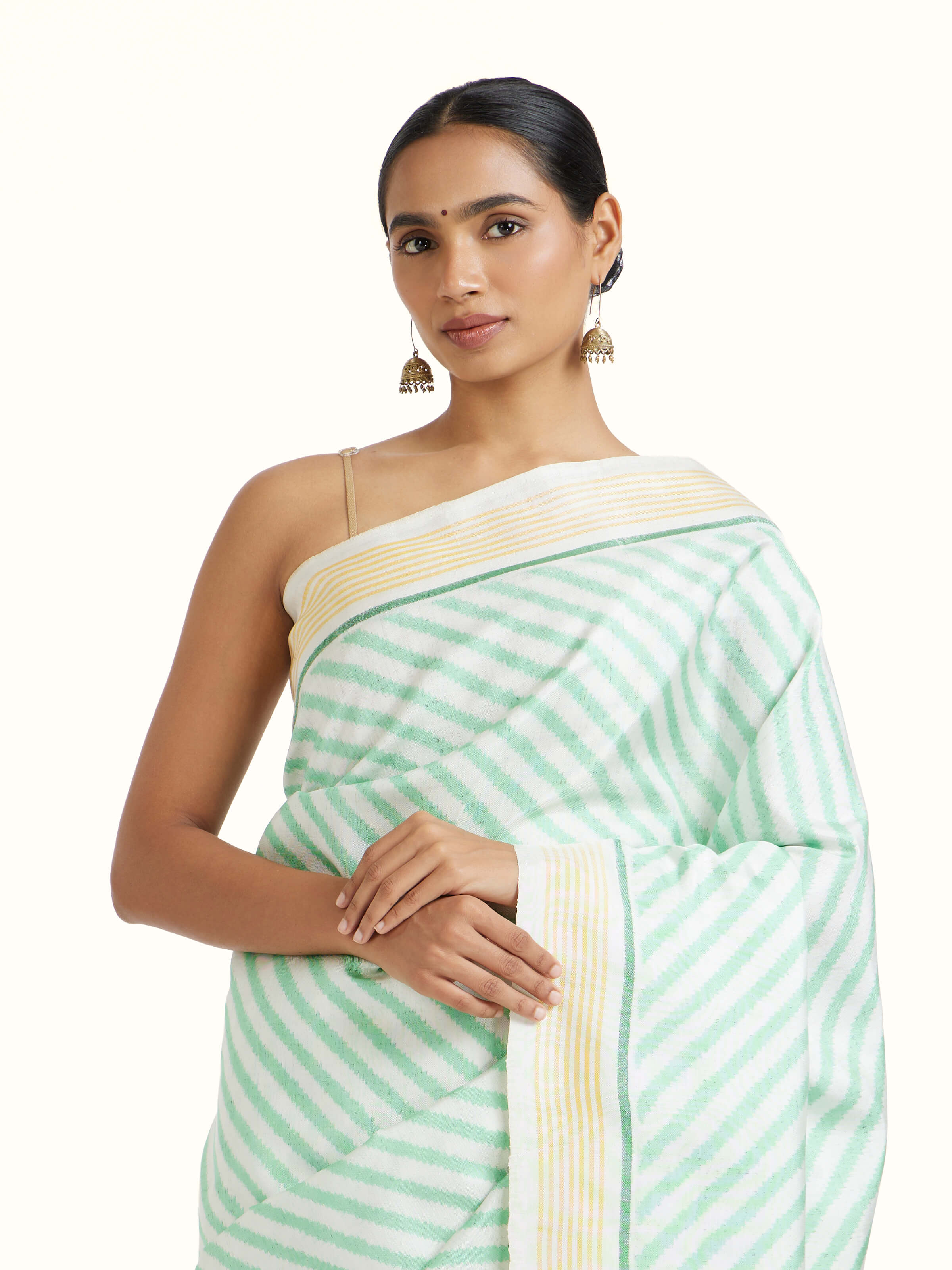 Angled view of the Blue Patan Patola Saree