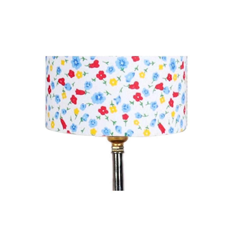 Koda Multicolor cotton table lamp with brown wood base