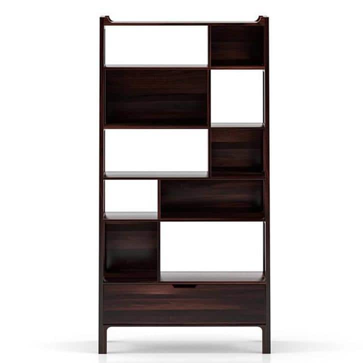 Alberto Solid Wood Bookshelf in Mahogany Finish