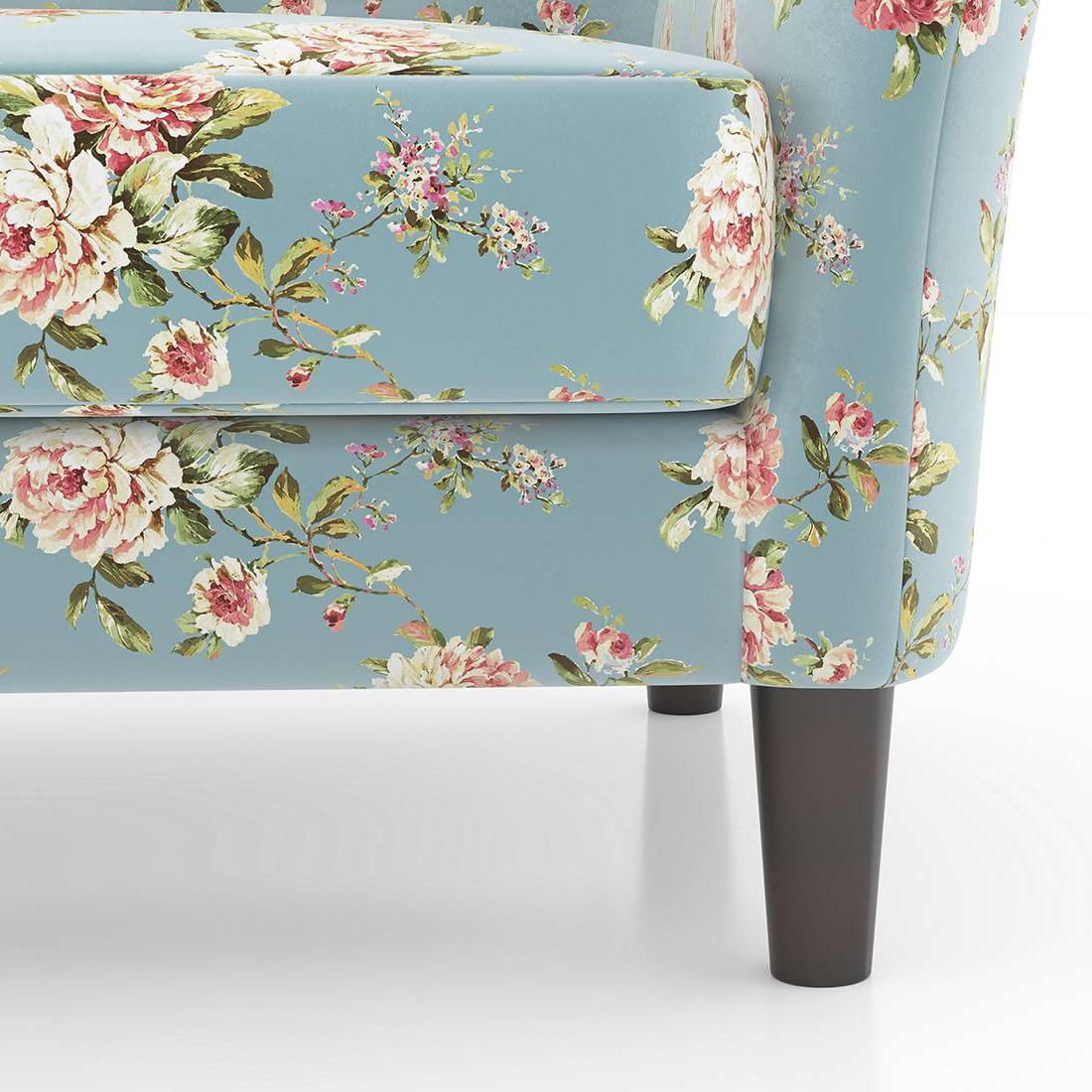Frida 2 Seater Fabric Loveseat In Dusty Teal Floral Colour