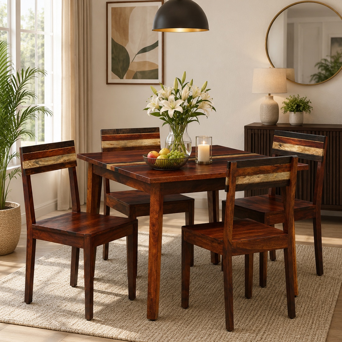 Cary 4 Seater Dining Set In Dual Tone Finish - Jyoti Impex