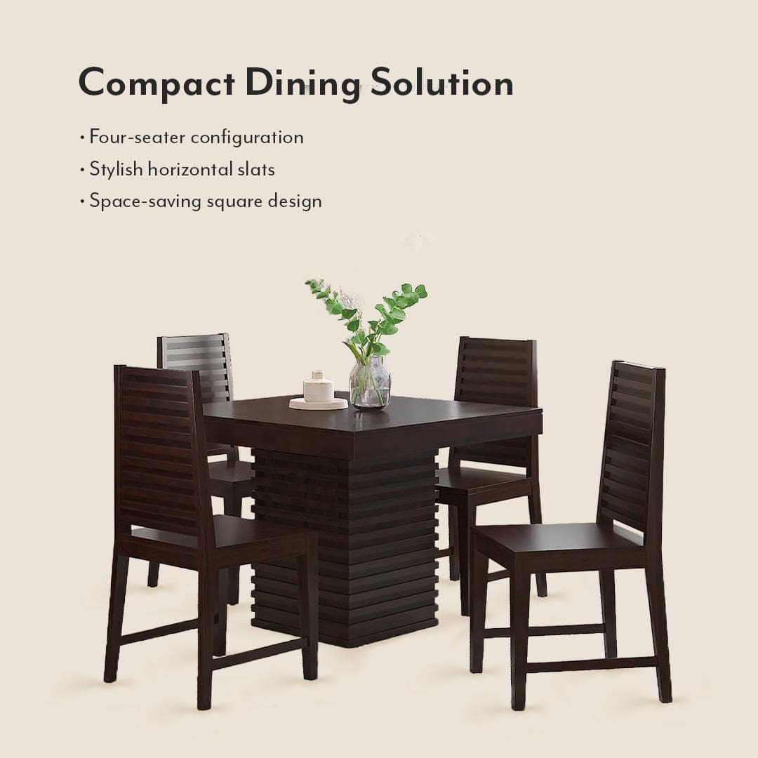 Julian Solid Wood 4 Seater Dining Set (Finish- Mahogany)