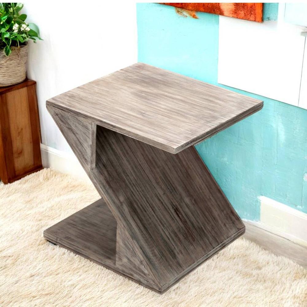 Berlin Sheesham Wood Tea Table In Rustic Grey Matte Finish