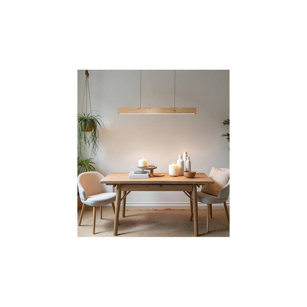 Slimline 36 Beige Solid Wood Single Hanging Light