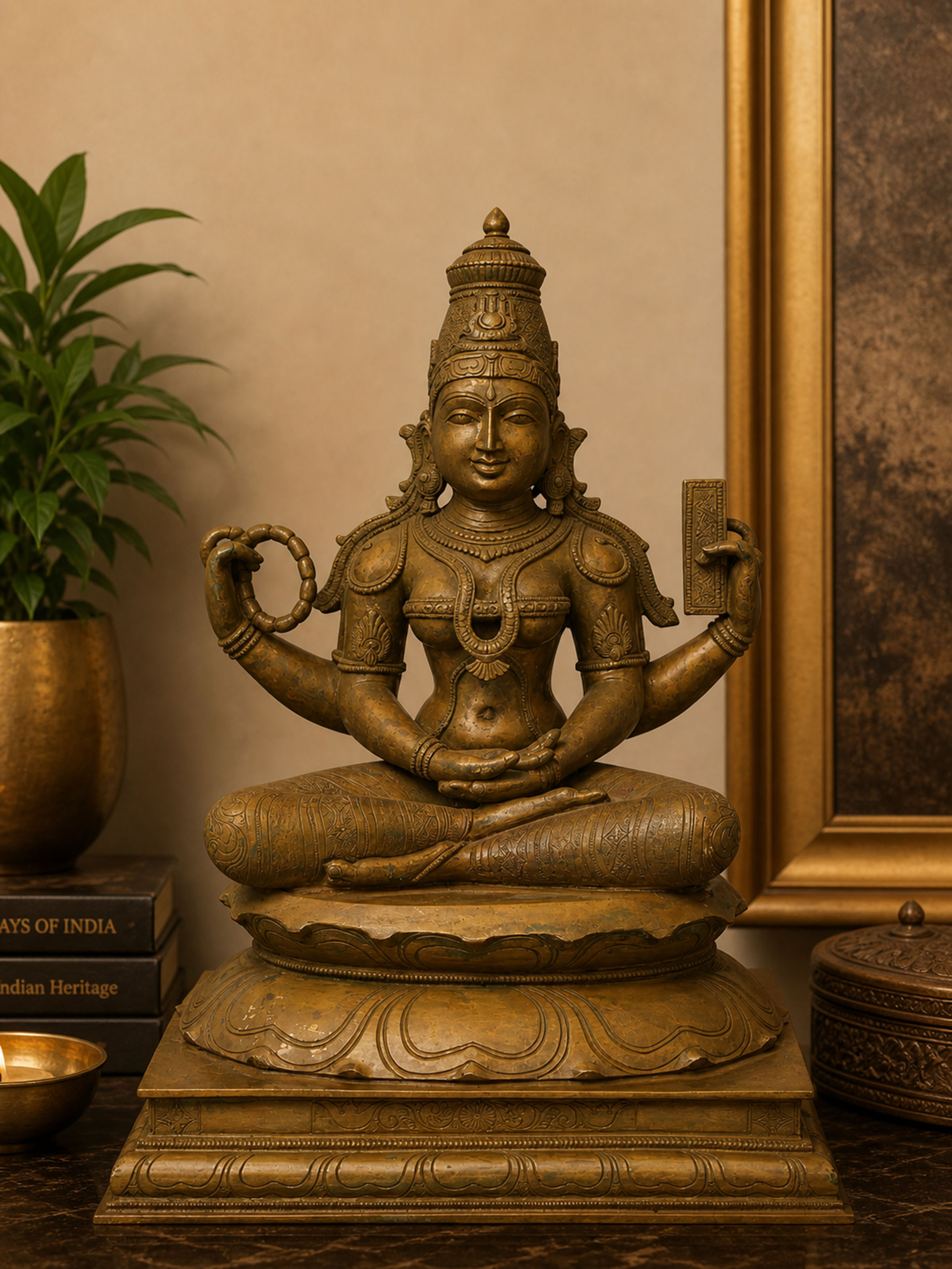 Mystical Saraswathi Bronze Casting Idol