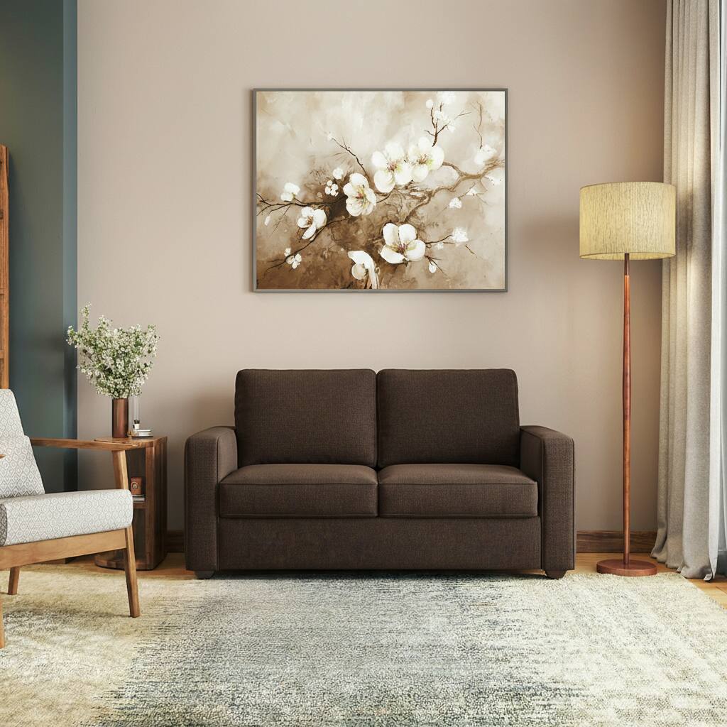 Apollo High Back 2 Seater Fabric Sofa in Dark Earth Colour - Urban Ladder