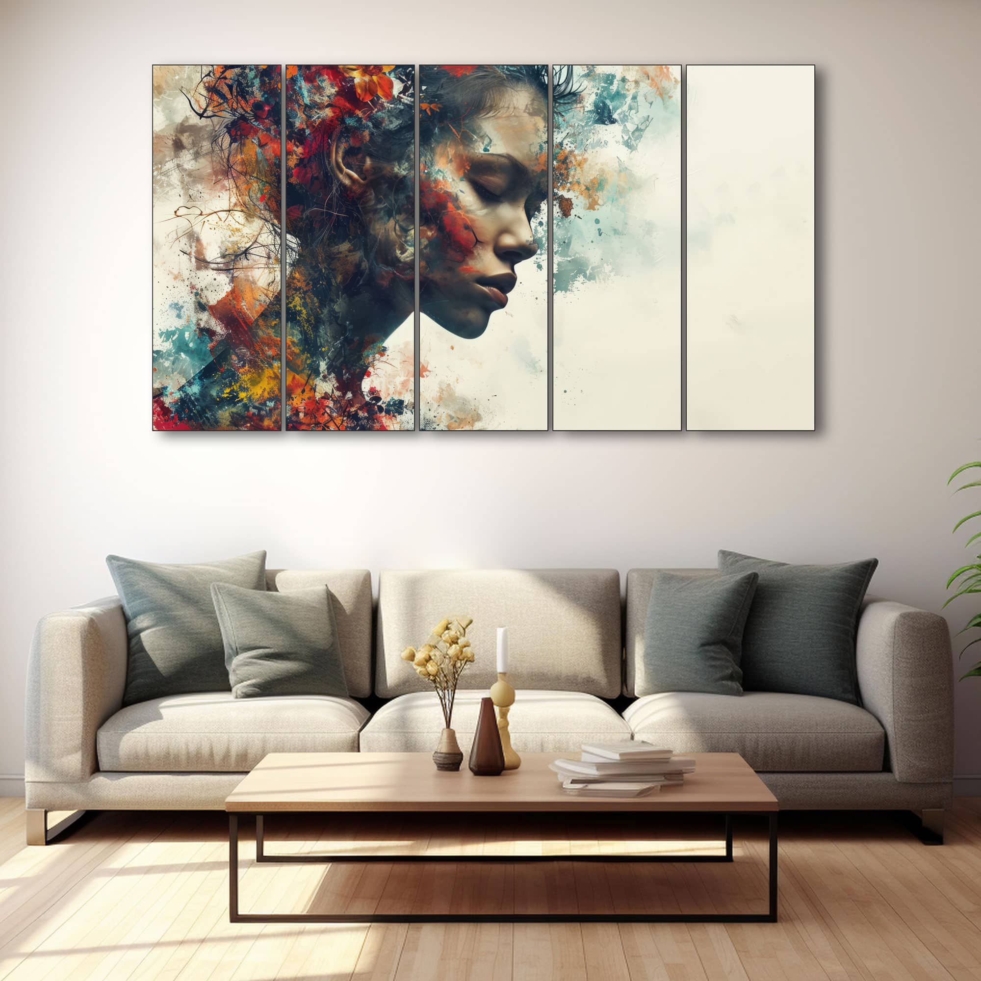 The Castle Decor Women Abstract Wall Painting Wooden Framed Digital Painting 27x48 Inch (Style 12) - The Castle Decor