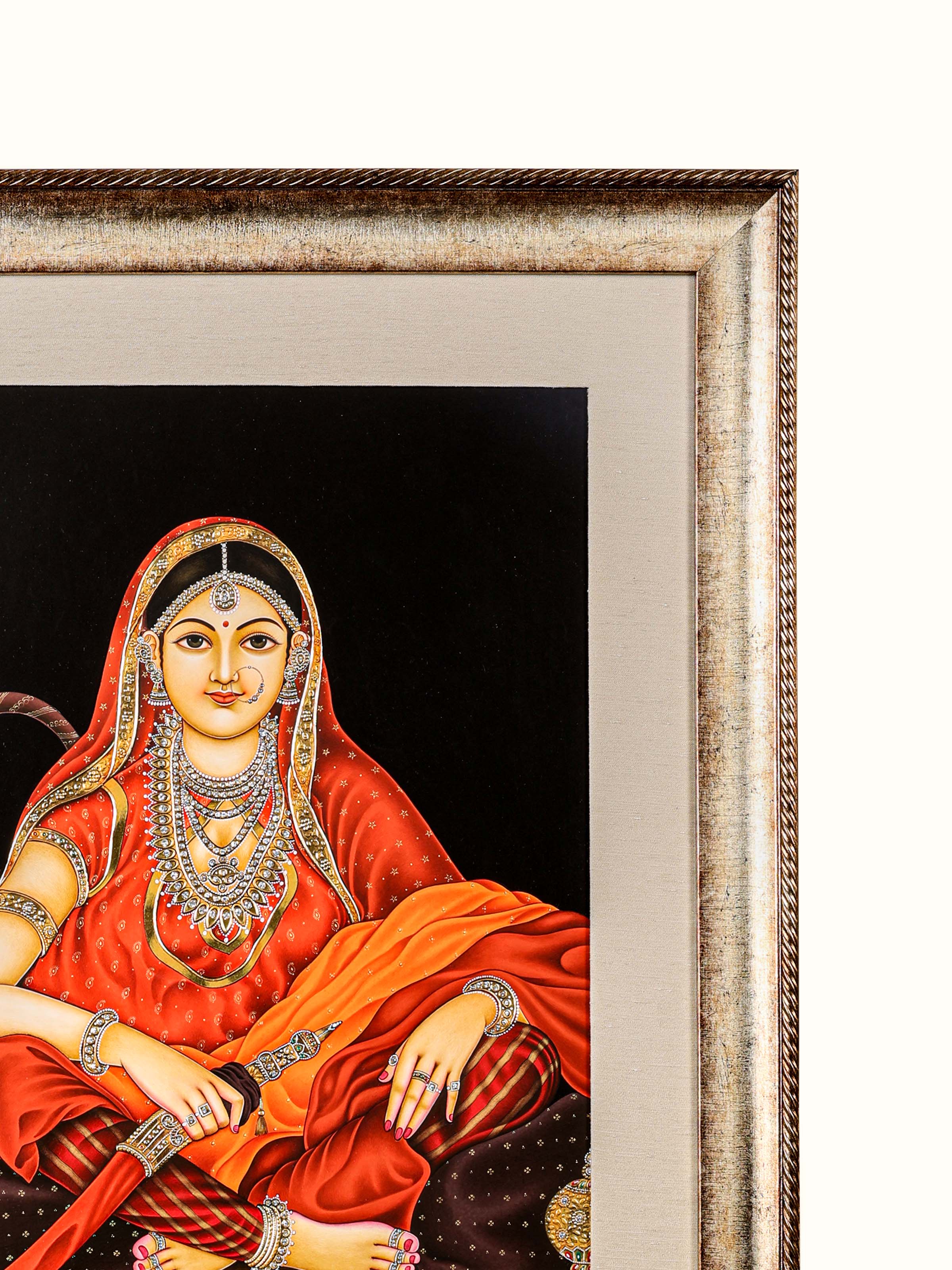 Raja-rani Miniature Real Gold Painting