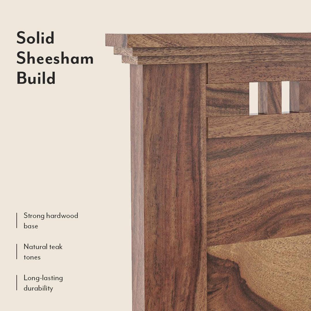 Fidora Solid Wood King Size Non Storage Bed In Teak Finish