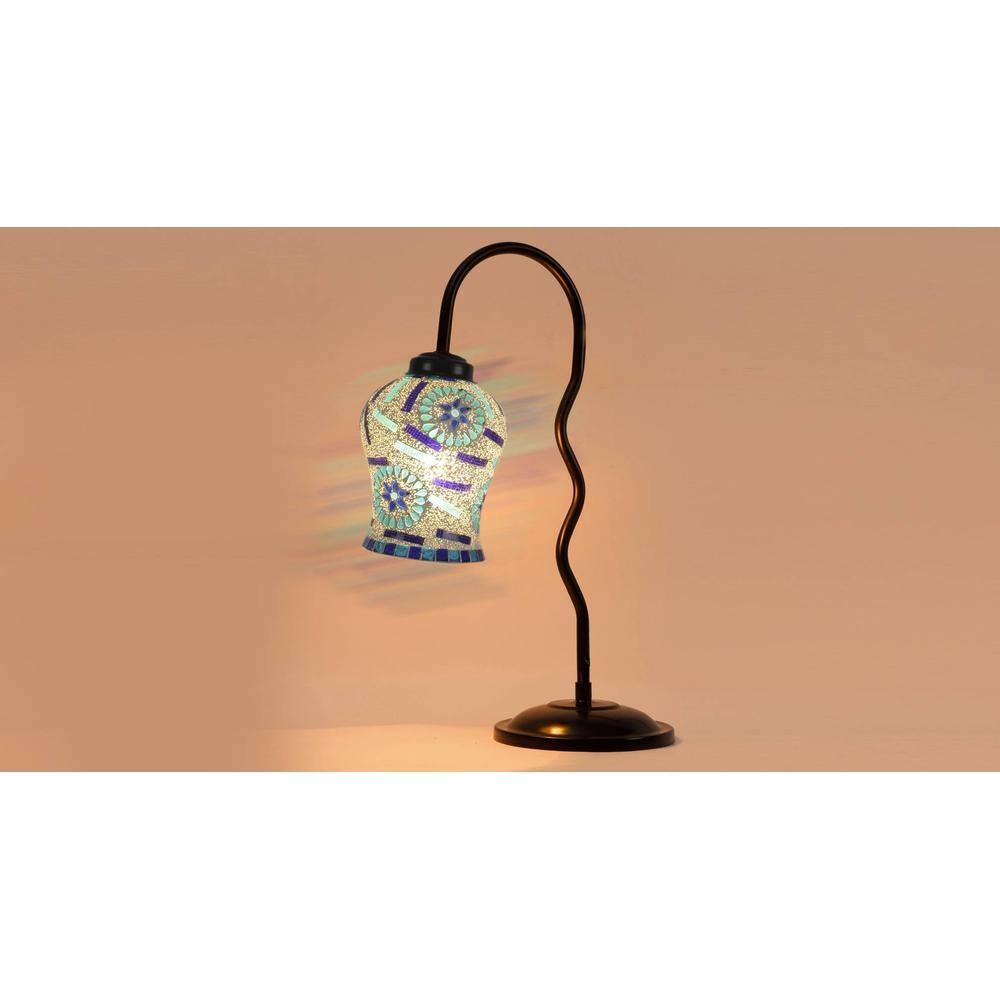 Multicolor Mosaic Glass Zig Zag Curvy Table lamp with Iron Base (EN05)