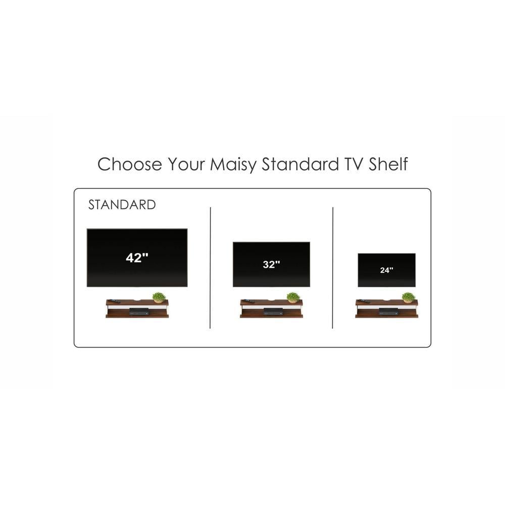 Maisy Engineering Wood Wall Mount TV Entertainment Unit Set Top Box Stand/TV Cabinet with Shelves for Books & Décor Display Unit Bed Living Room Upto 42 Inches (Brown Maple & White)