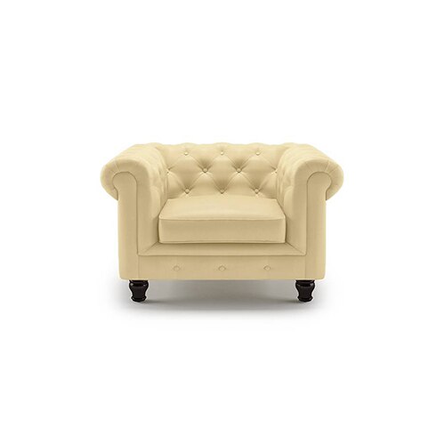 Winchester 1 Seater Half Leather Sofa in Cream Colour