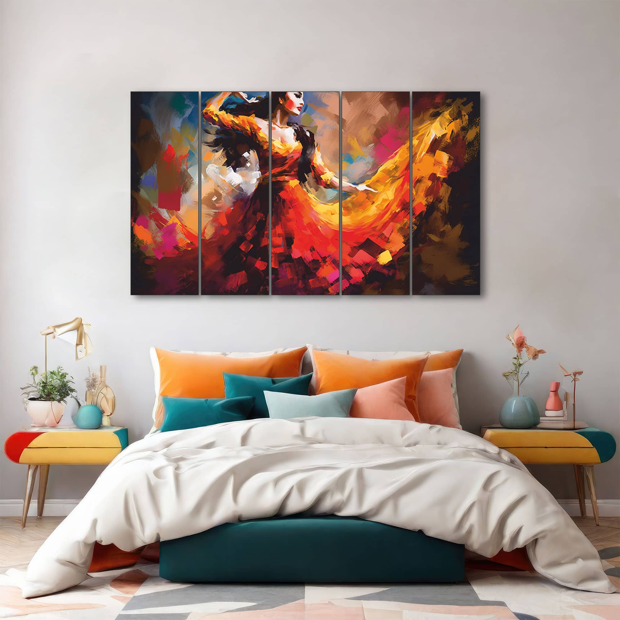 The Castle Decor Dance Art Wall Painting Wooden Framed Digital Painting 27x48 Inch (Style 1) - The Castle Decor