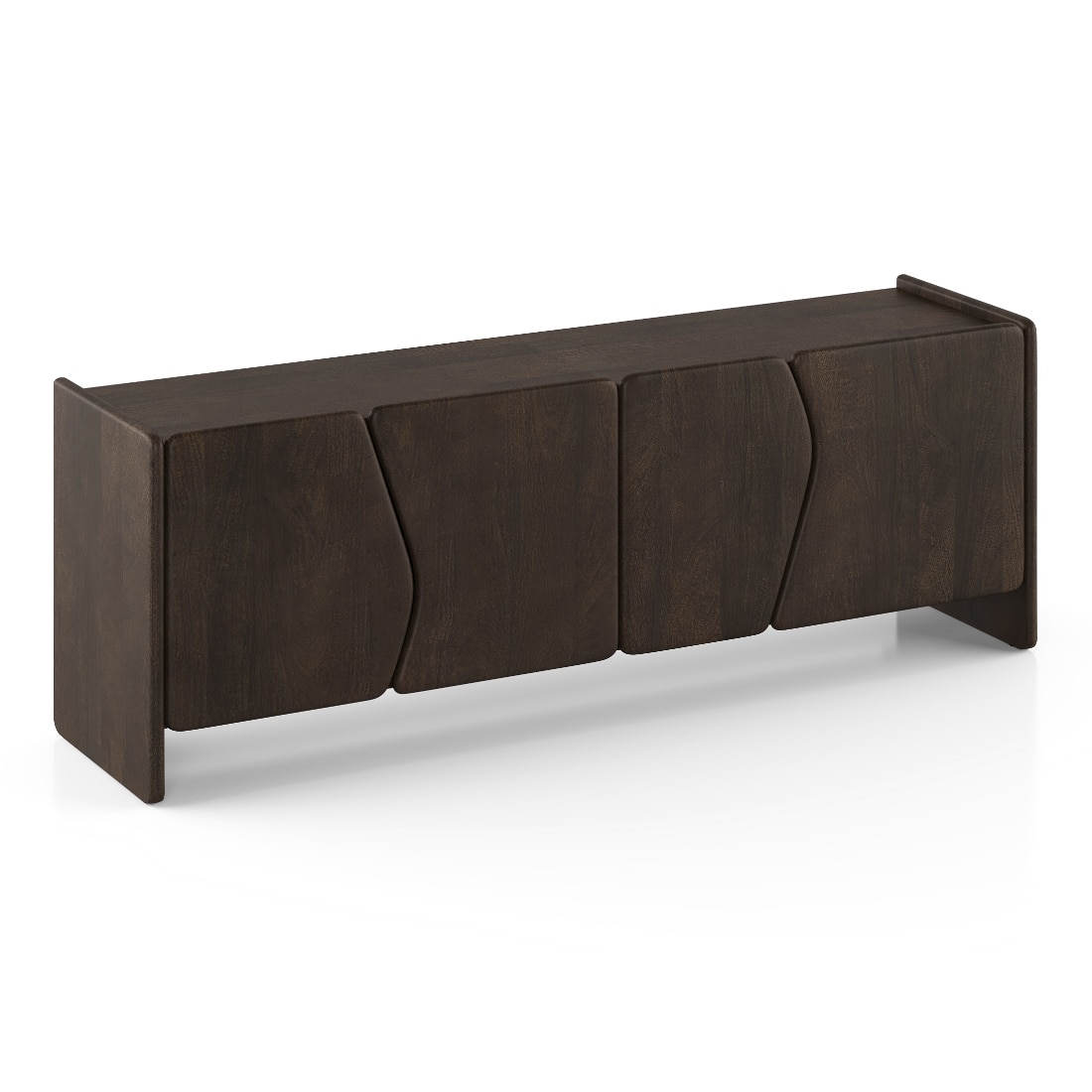 Koro Soild Wood TV Cabinet In Dark Chestnut Finish