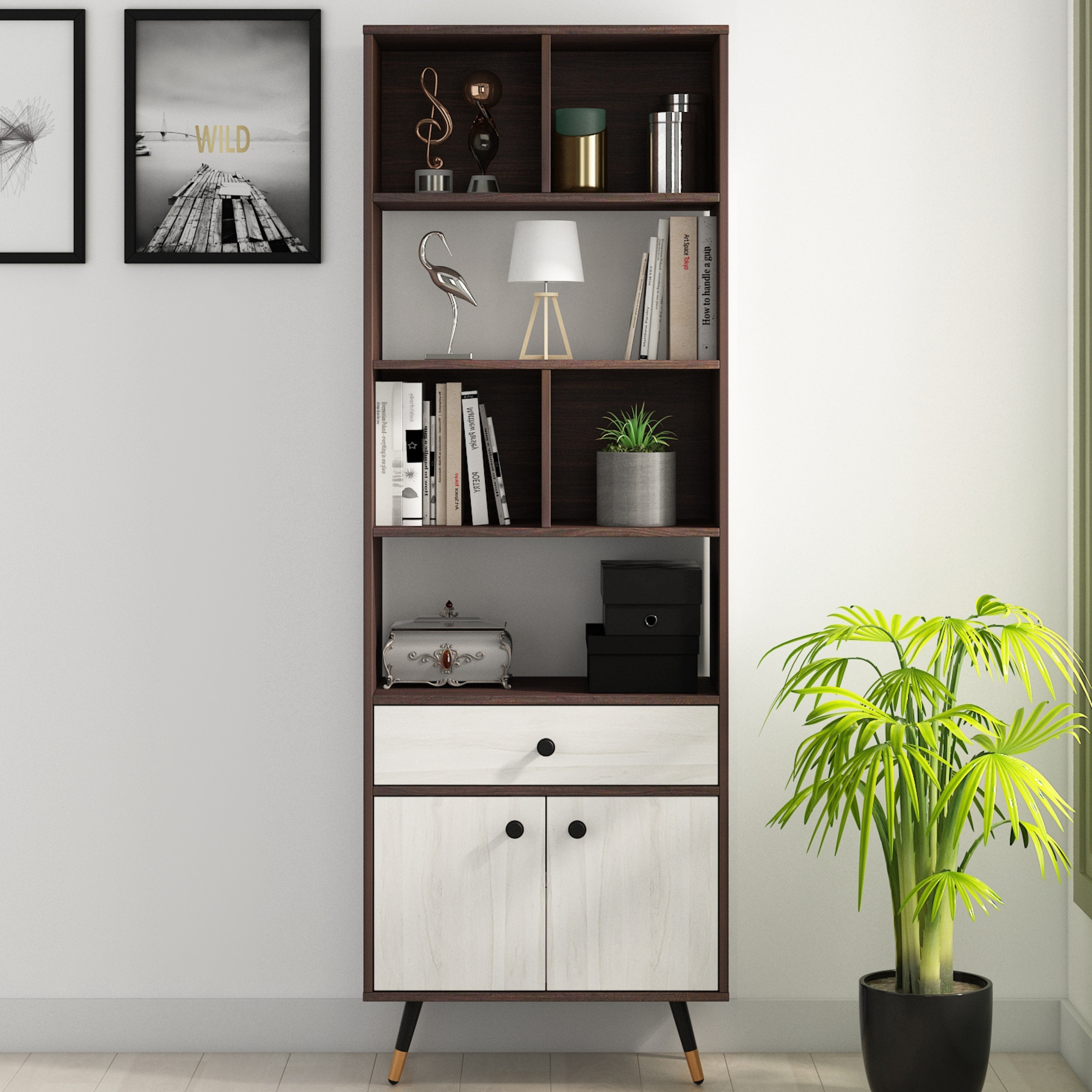 Wisdom Display Unit in Choco Walnut Finish - A Globia Creations