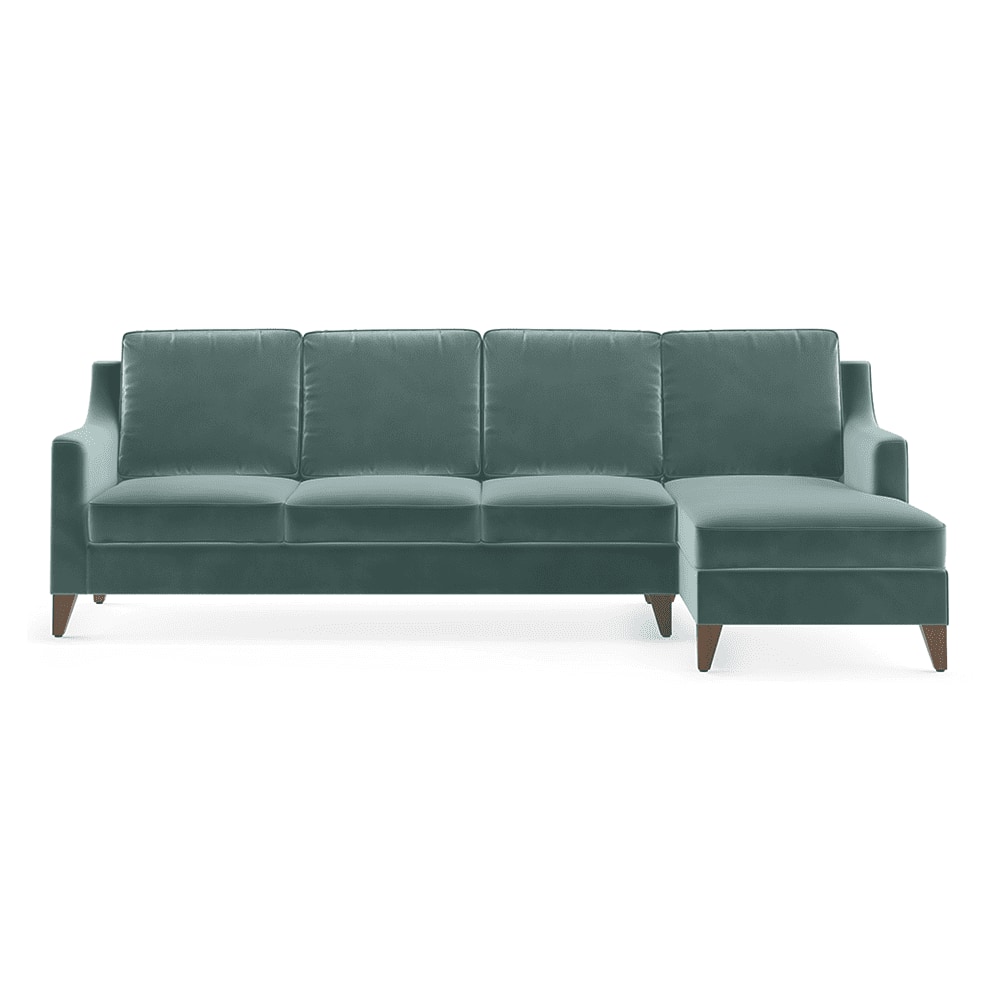Abbey Sectional Sofa (Colour : Dusty Turquoise Velvet, Cushion : Soft, Seater : Right Aligned 3 Seater + Right Aligned Chaise)