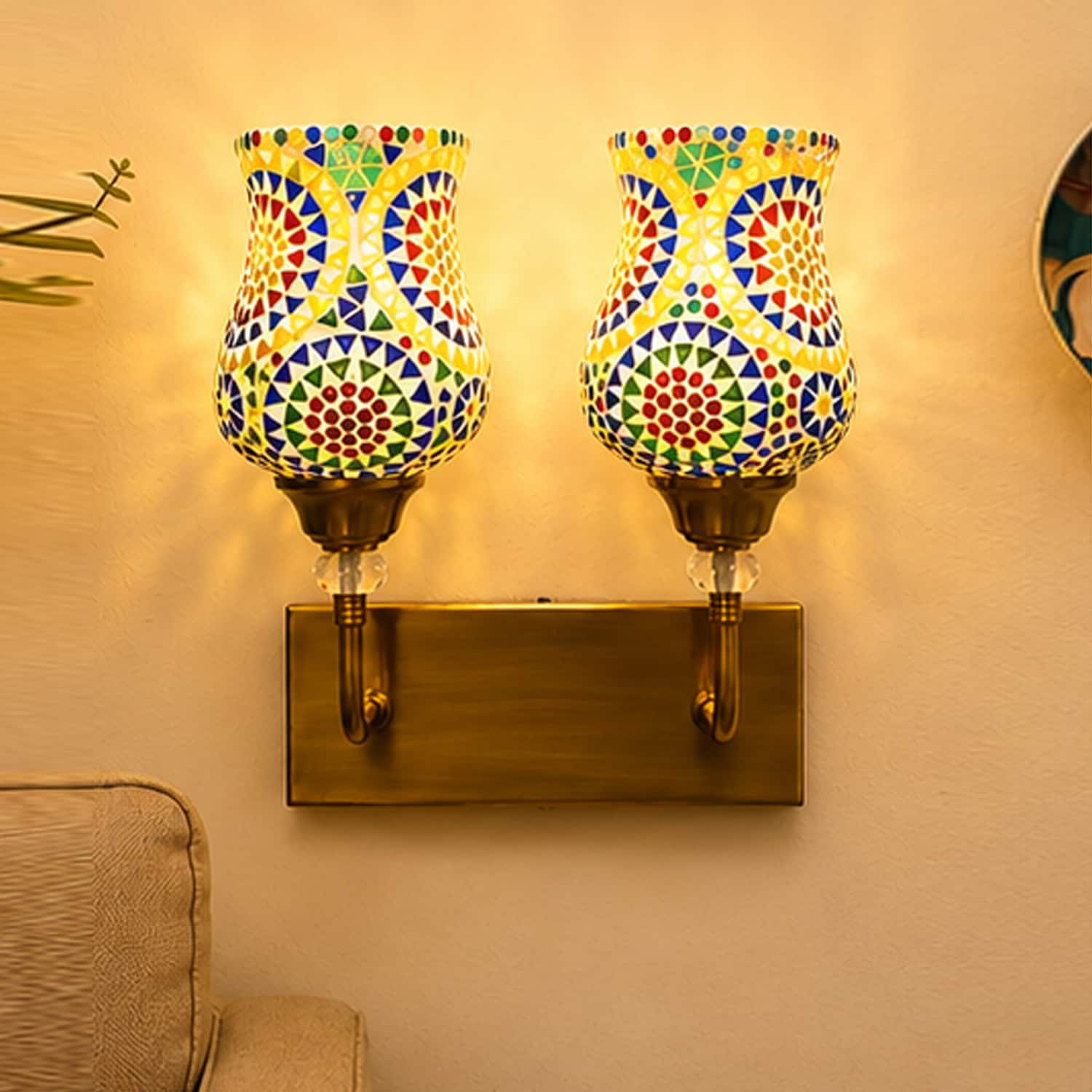 Devansh Metal Electric Wall Light in Antique Gold Colour with Black Shade Count of 1 Light