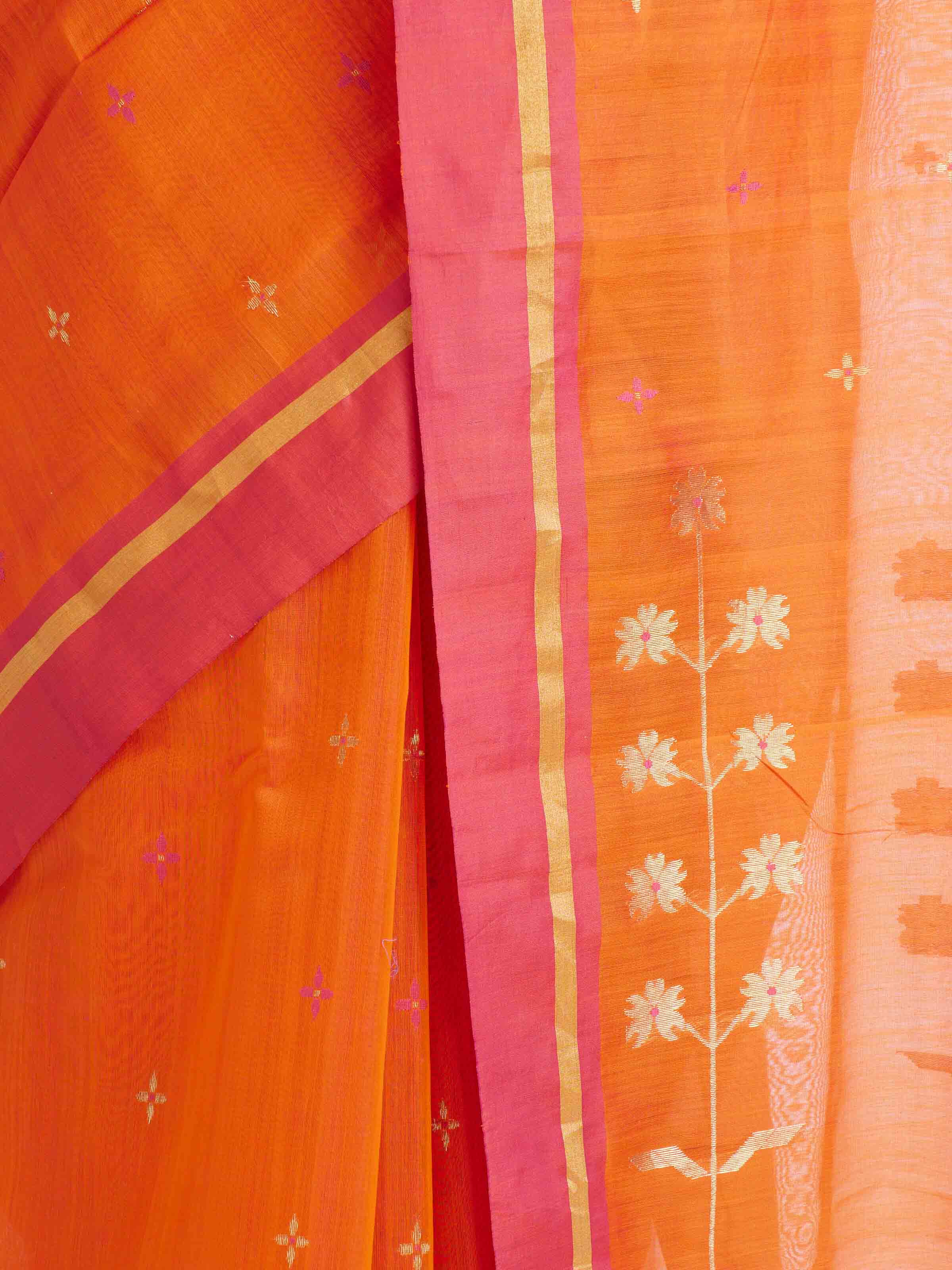 Rust Mulberry Silk Cotton Chanderi Saree