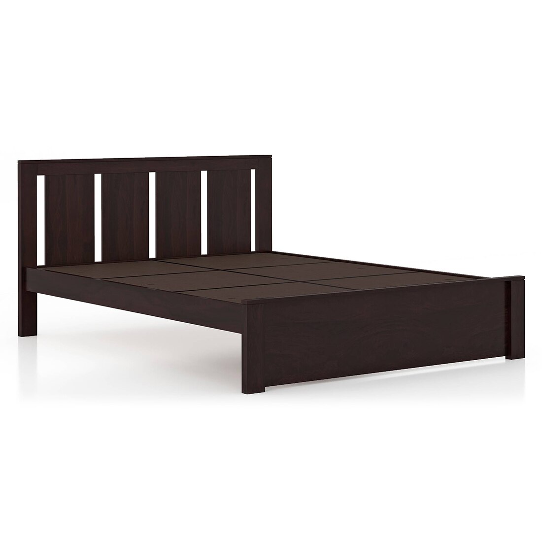Durban Solid Wood Non Storage King Size Bed In Mahogany Finish