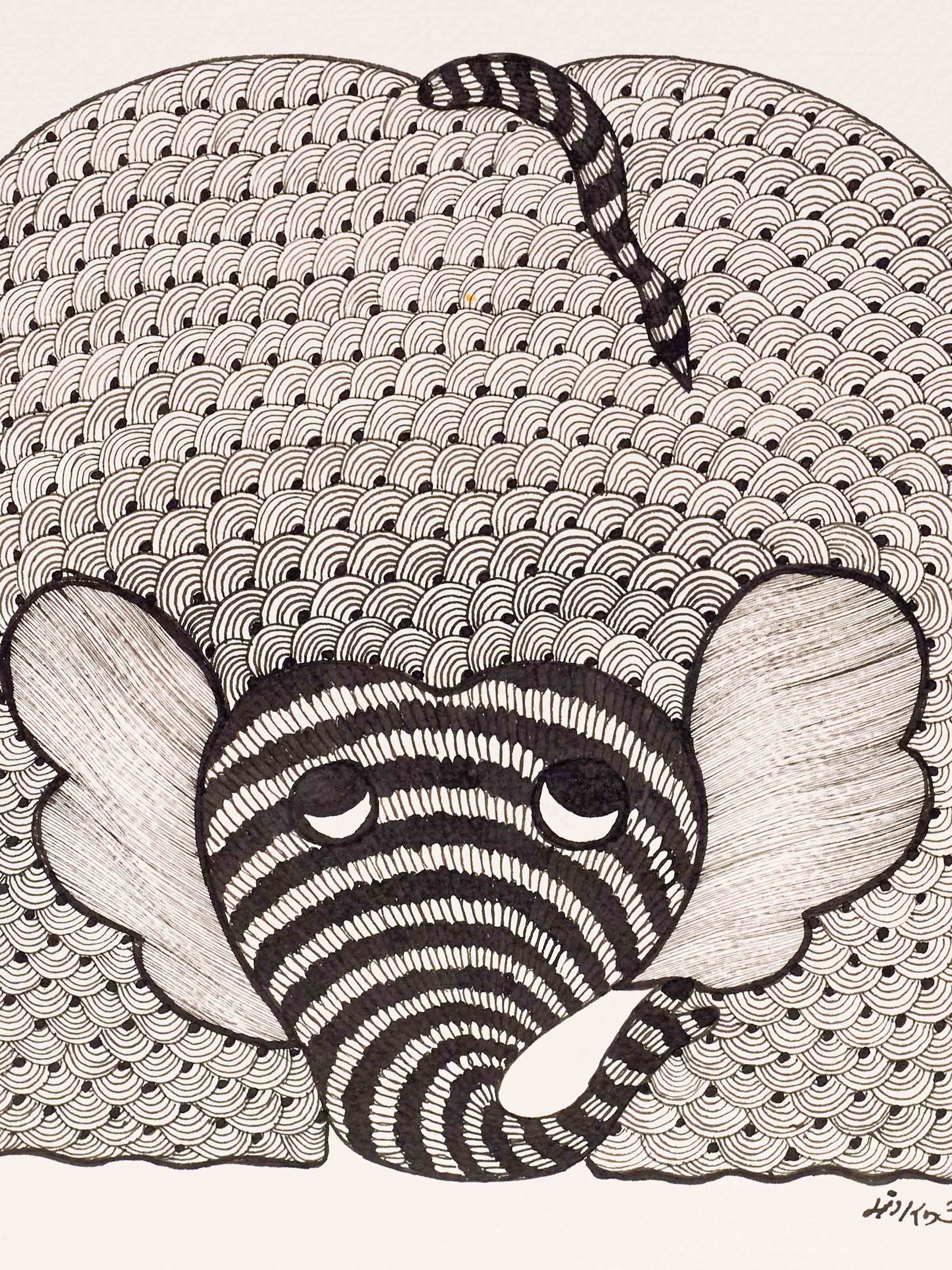 The Sacred Elephant Gond Art