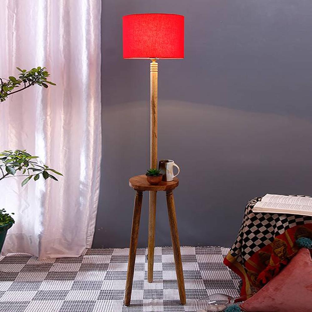 Gwyneth Red Cotton Shade Floor Lamp