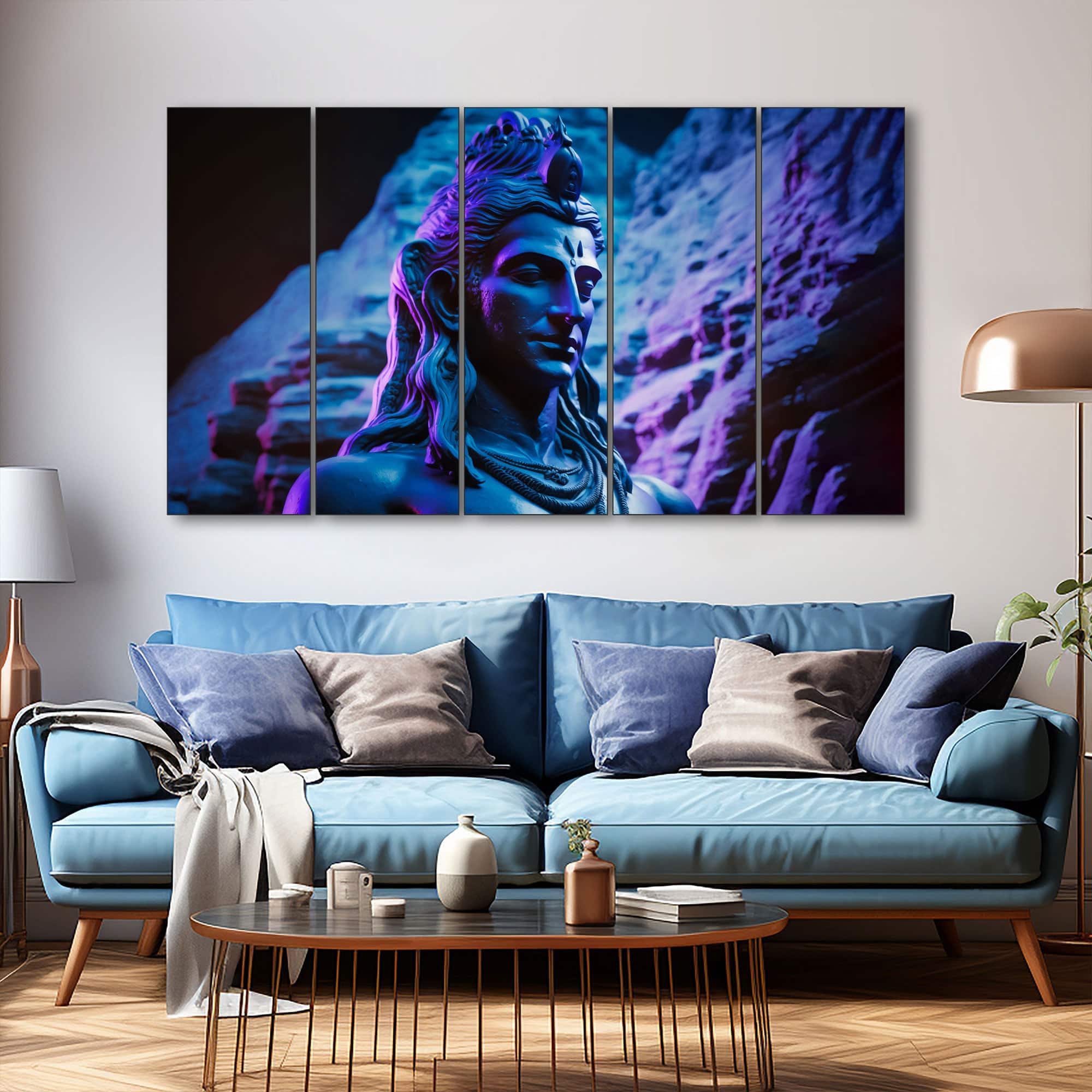 The Castle Decor Lord Shiva Wall Painting Wooden Framed 27x48 Inch (Style 4) - The Castle Decor