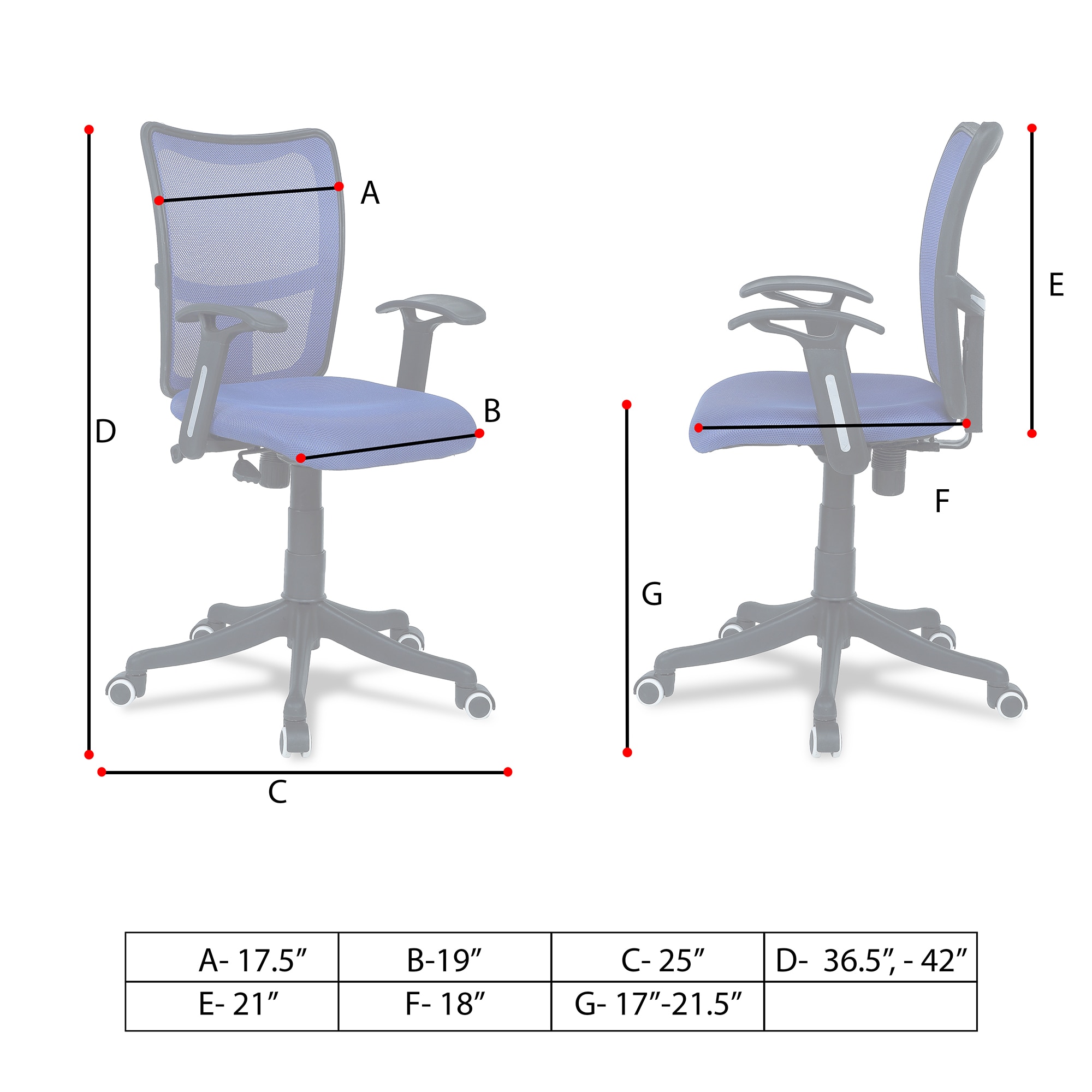 Eexcaeal Mid Back Ergonomic Chair in Blue Colour