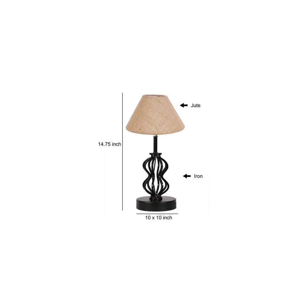 Kaylani Beige Jute Table lamp with Iron Base