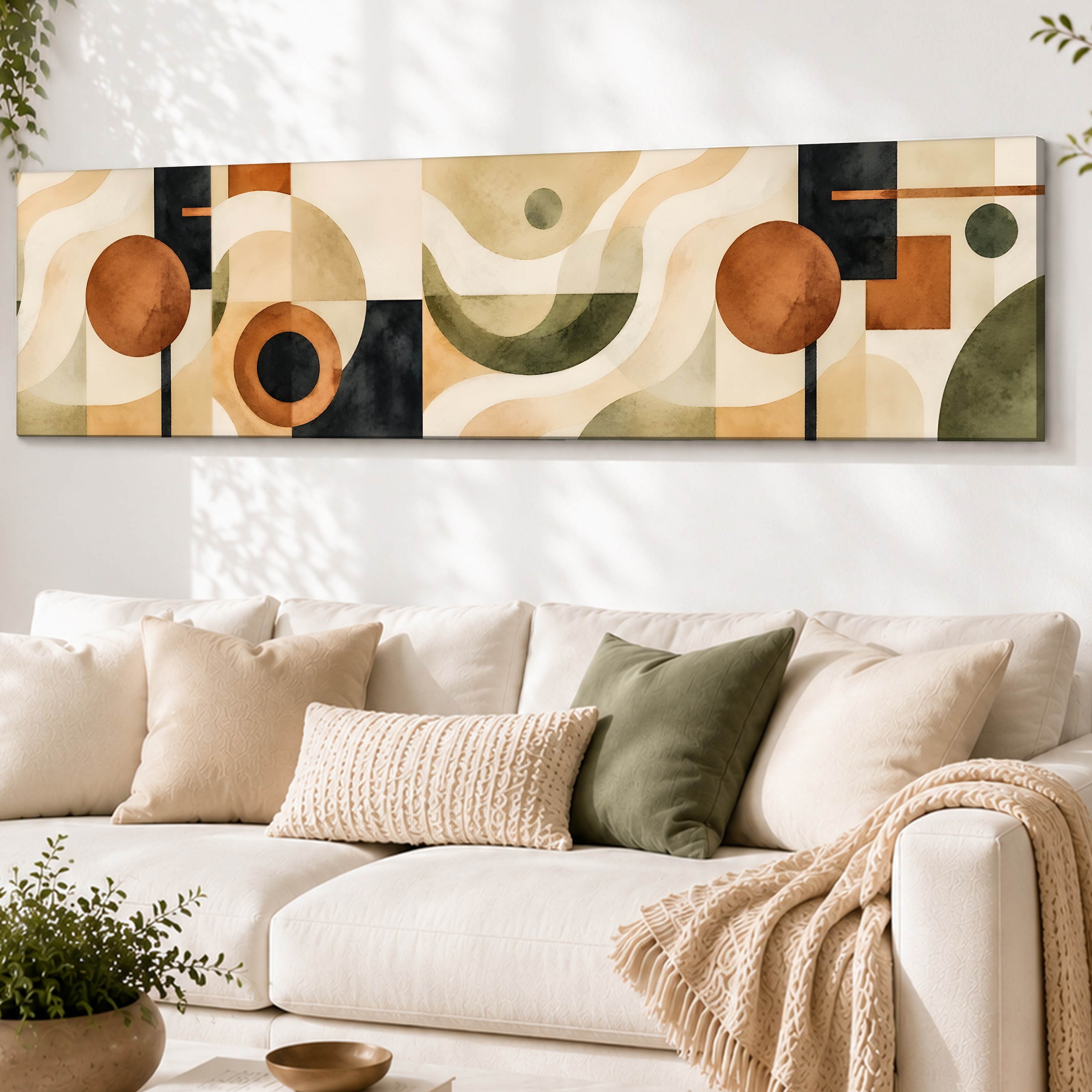 Boho Geometric Bauhaus Canvas Wall Art 12 x 46 Inch - Art Street
