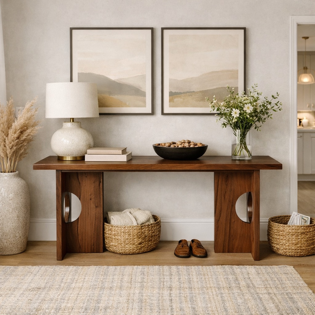 Born Solid Wood Bench In Dark Brown Finish