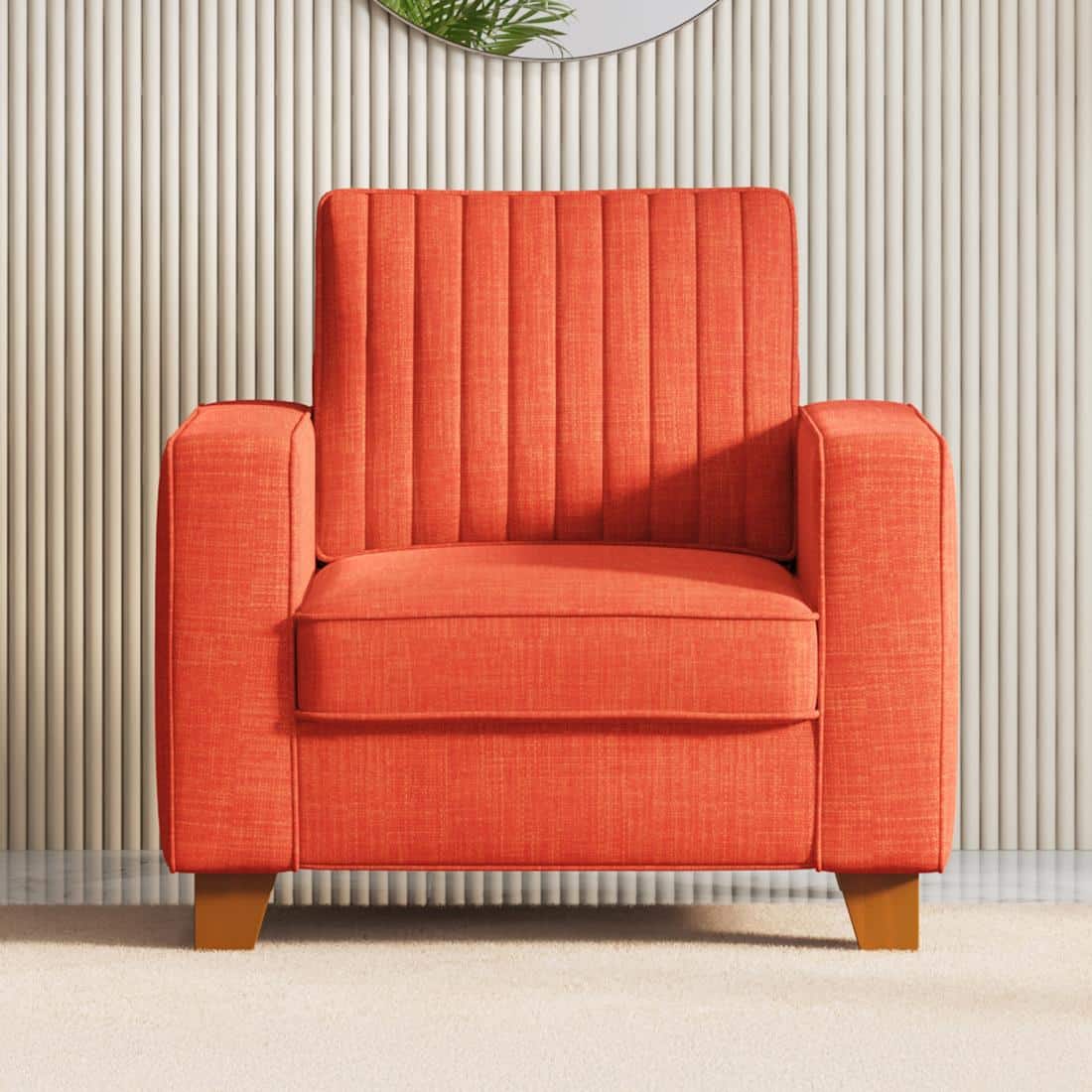 Apollo Neo 1 Seater Fabric Sofa in Lava Colour (Back Height : Regular, Cushion Type : Soft)