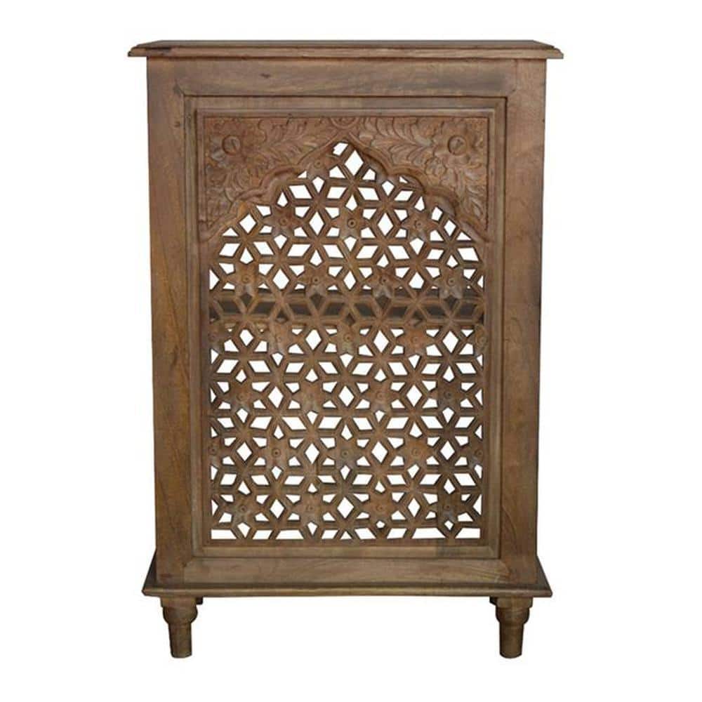Linoy Solid Wood Carving Bedside Table