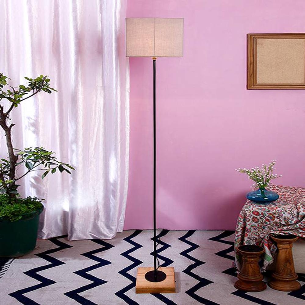 Drake Grey Cotton Shade Floor Lamp