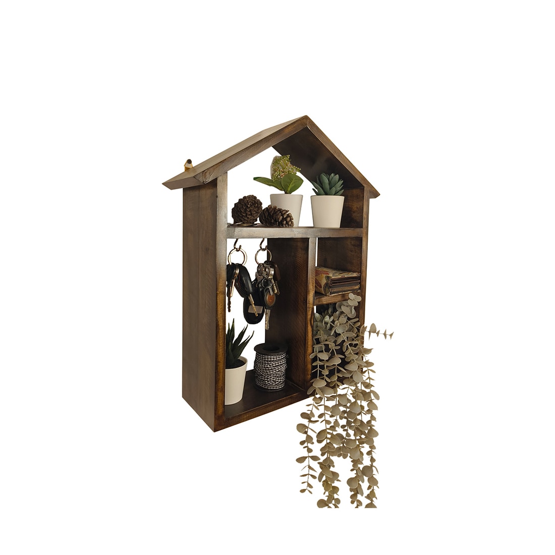Octavius Wooden Wall Shelf Organiser With Key Holders-image-26