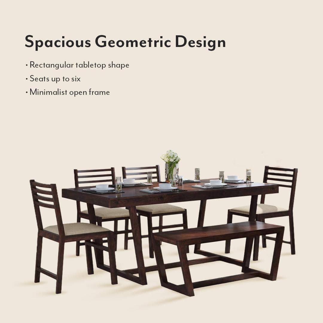 Caprica 6 Seater Dining Table Set With Bench