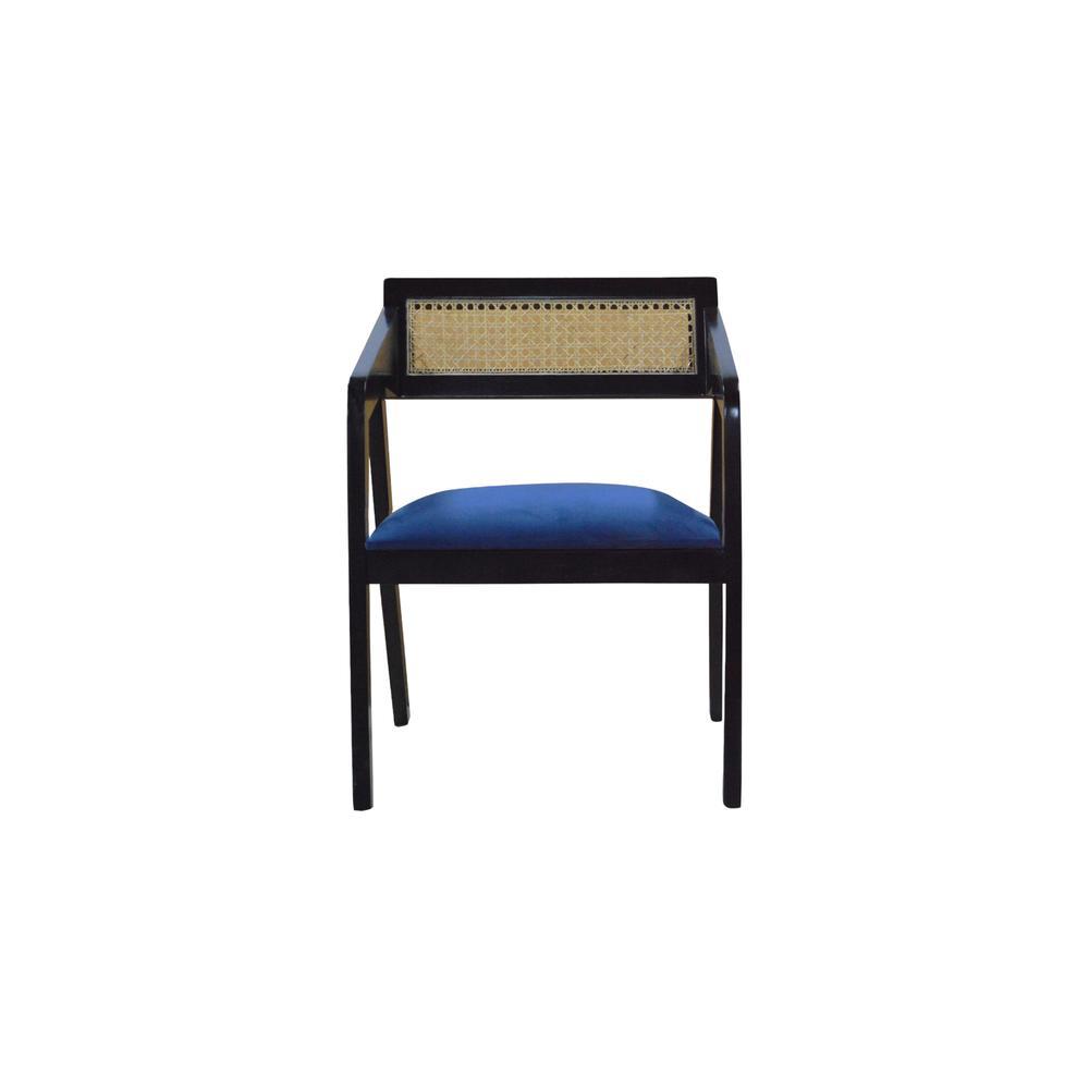 Serene Solid Wood Lounge Chair In Blue Fabric