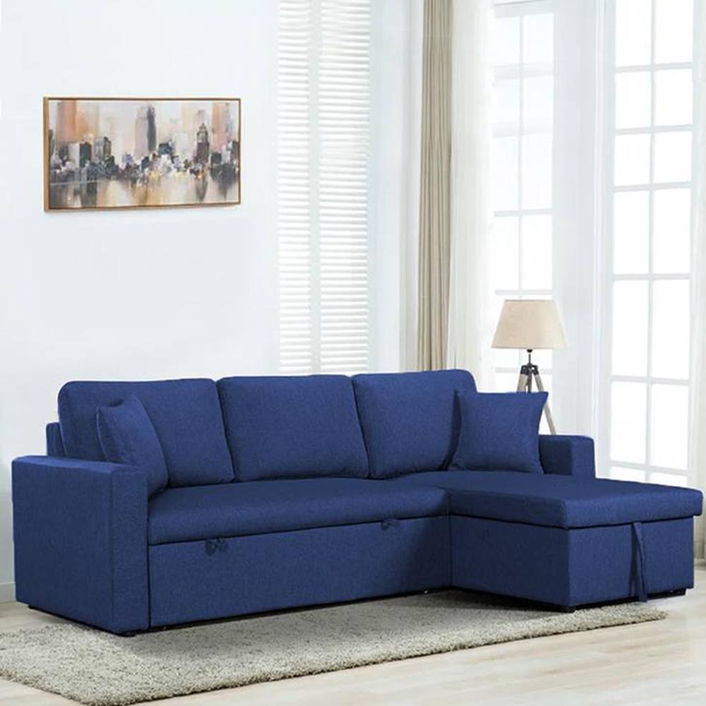 Doozy 3 Sofa cum Bed with Storage in Navy Blue Colour