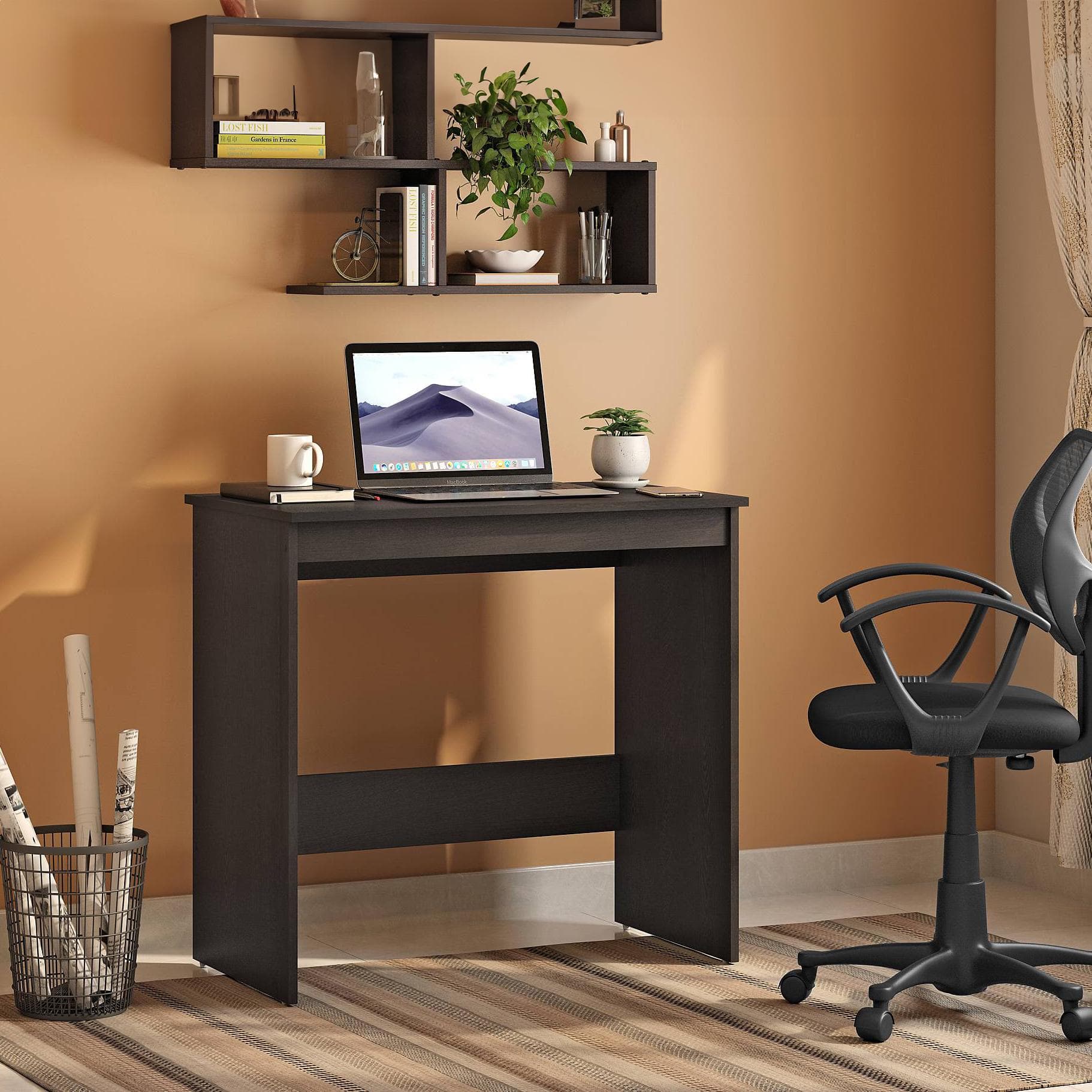 Kevin Engineered Wood Study Table in Dark Wenge Finish