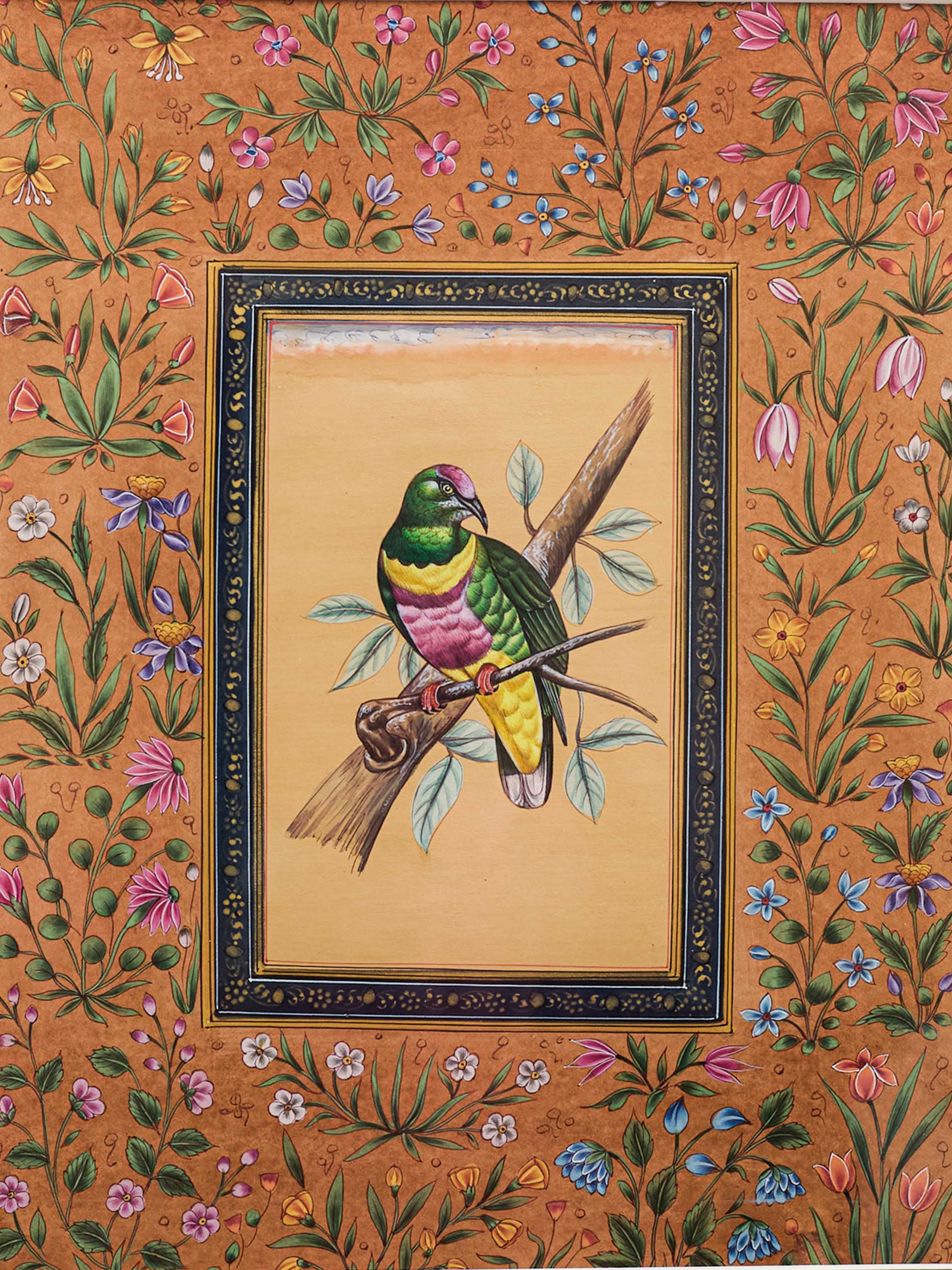 Coppersmith Barbet Miniature Painting