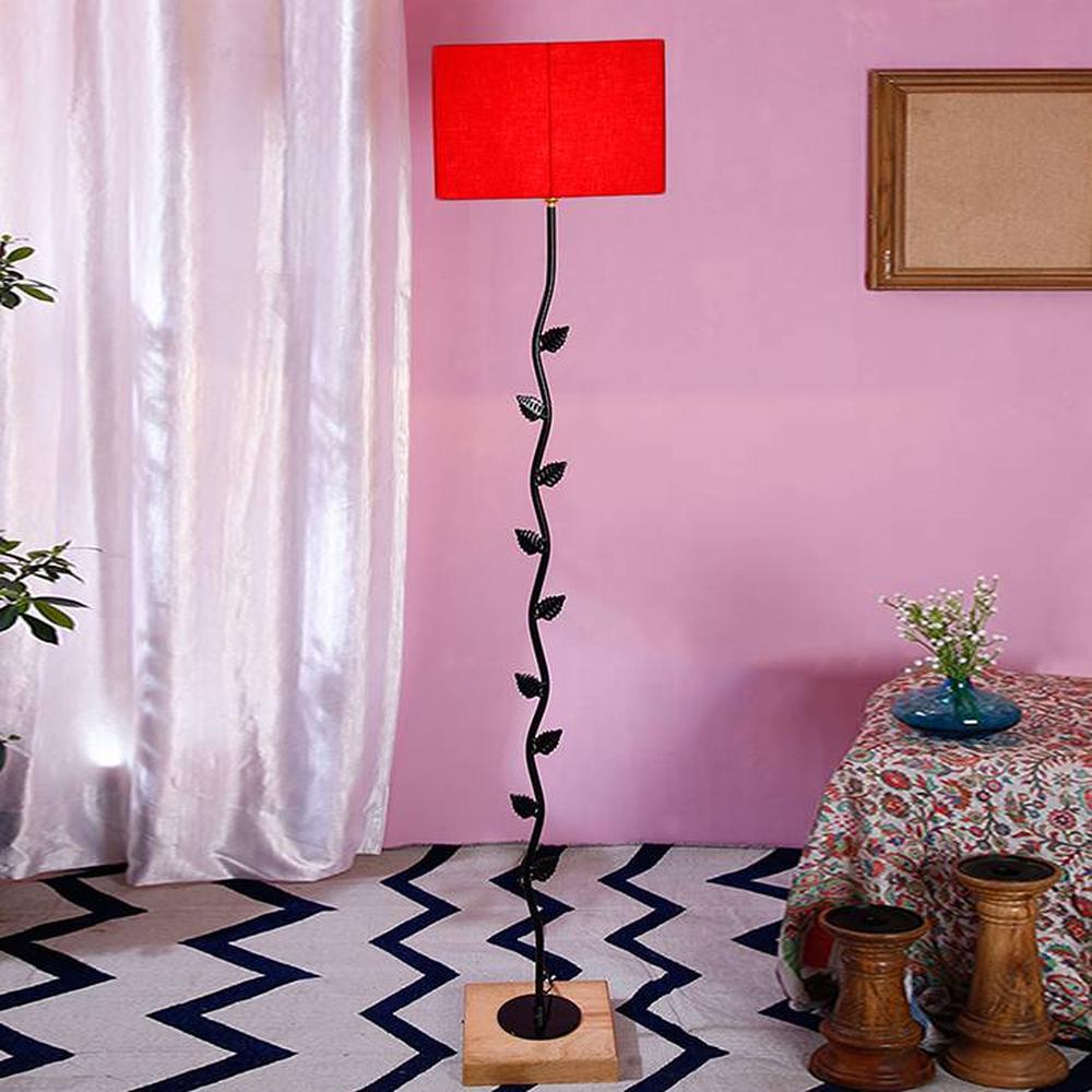 Edythe Red Cotton Shade Floor Lamp
