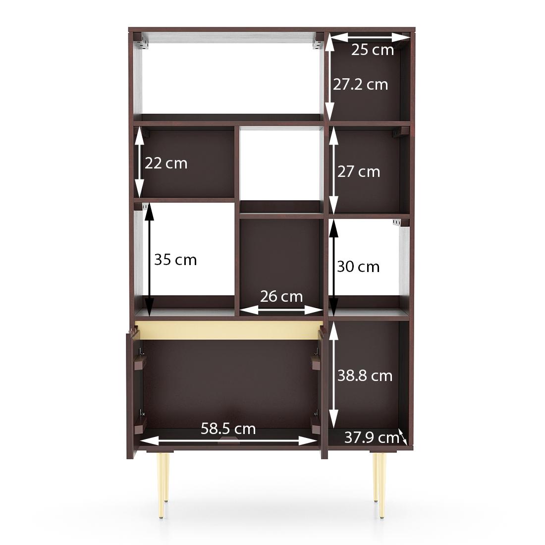 Keoni Solid Wood Bookshelf in Claret Mahogany Finish