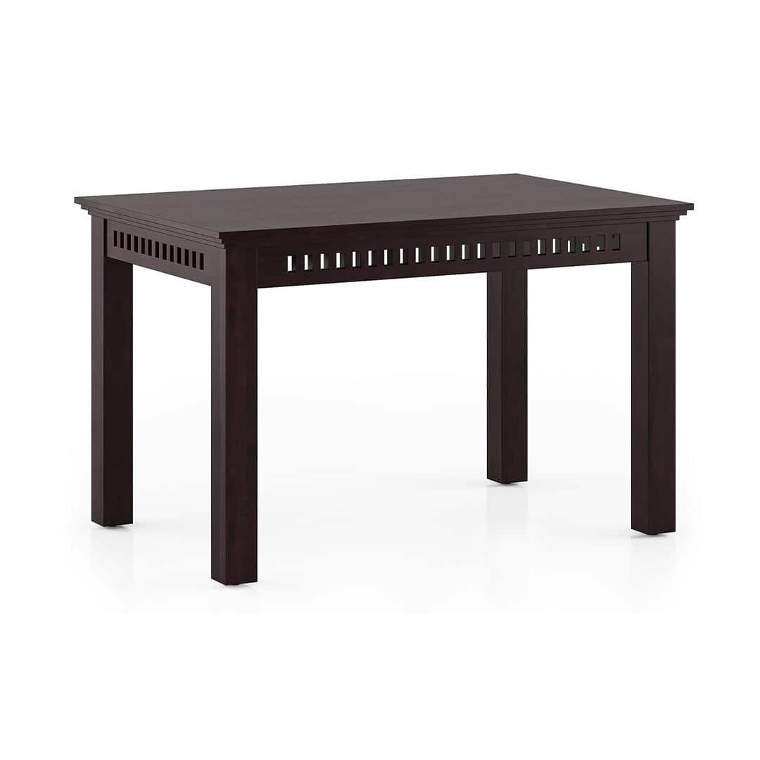 Fidora 4 Seater Dining Table With Set Of 4 Alaine Dining Chairs (Colour- Calico Floral Retreat & Pony Beige, Finish- Mahogany)