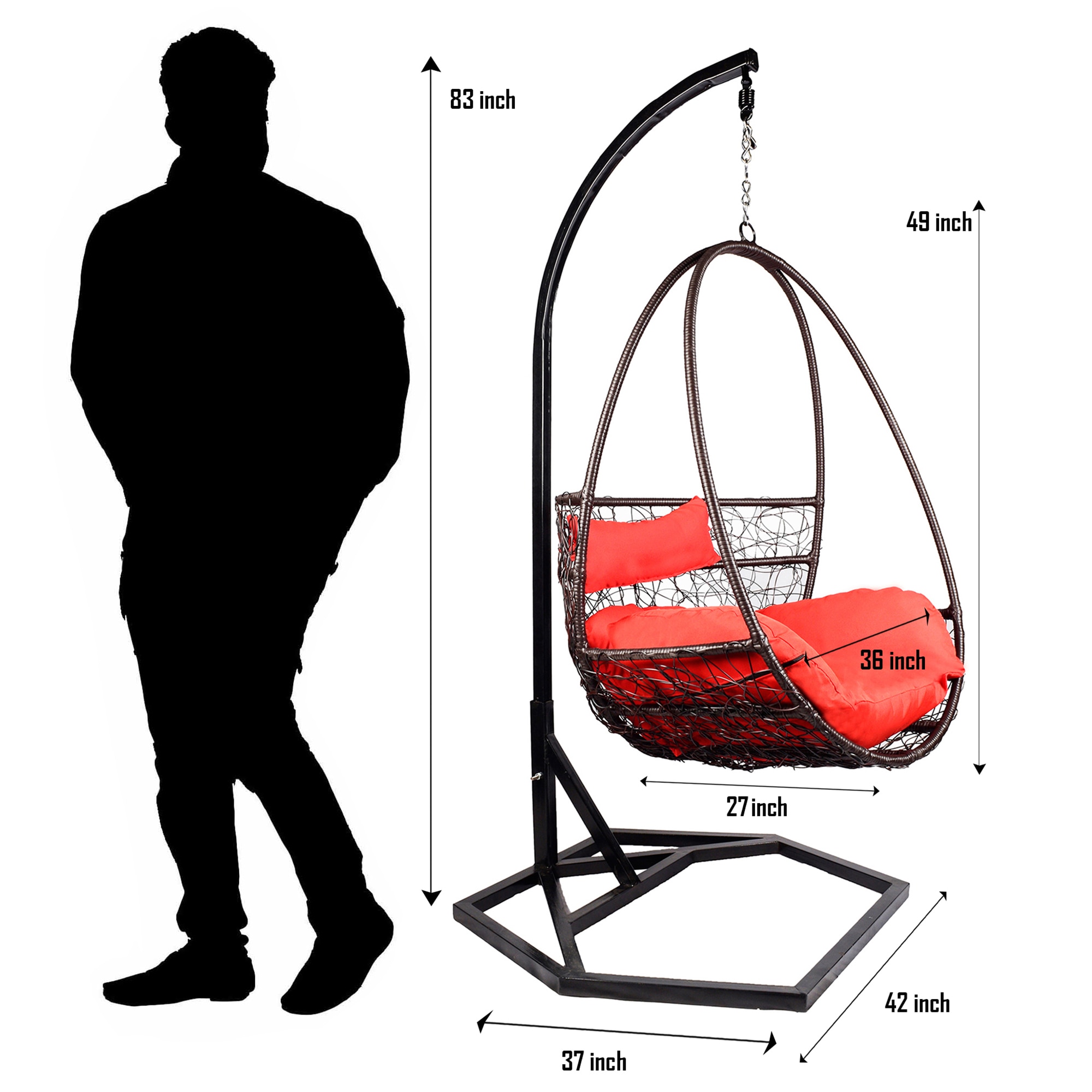 Lucerne Wicker Swing In Black Colour