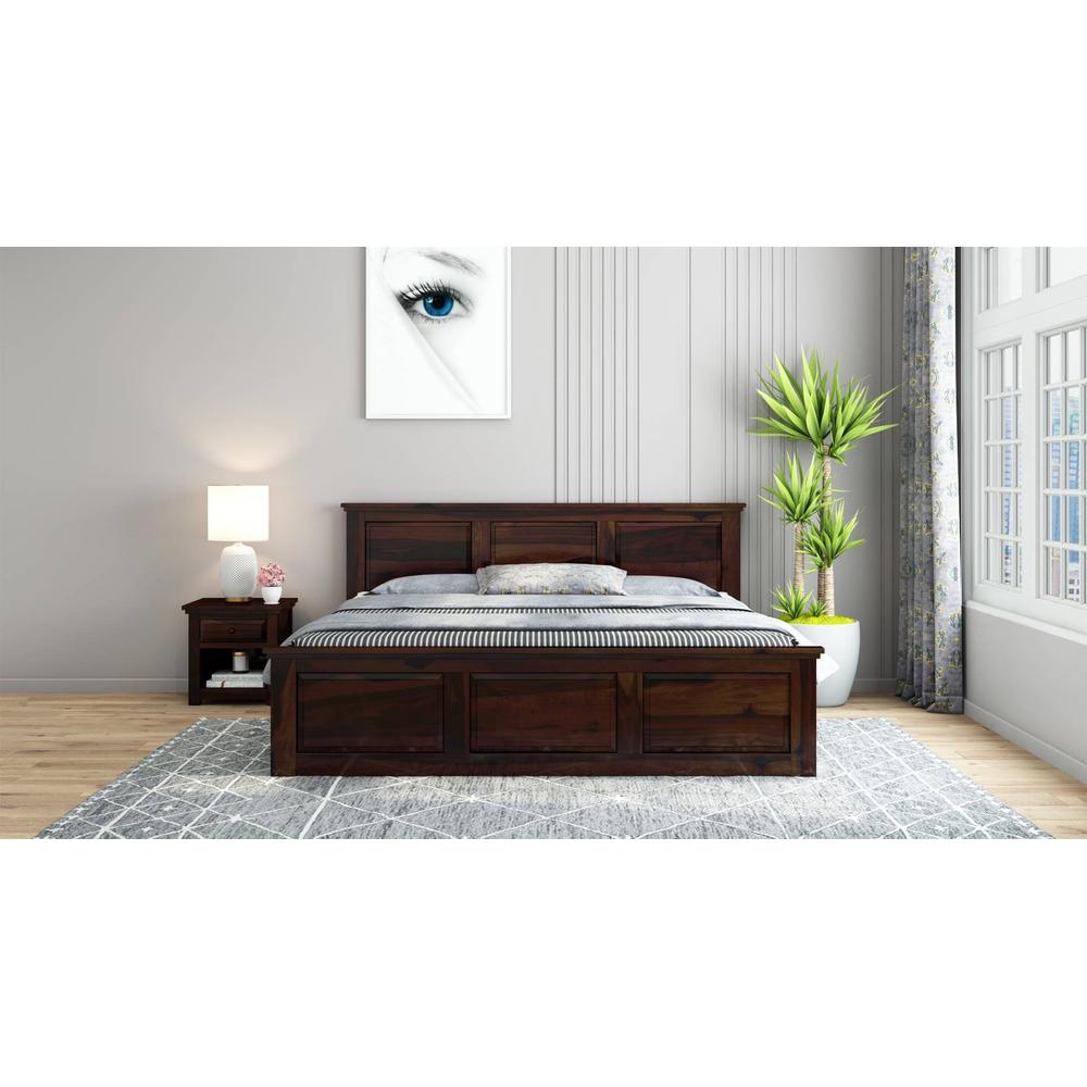 Stainfleld Sheesham Wood King Size Bed Non Storage Bed Walnut Finish (72 x 78 inches)