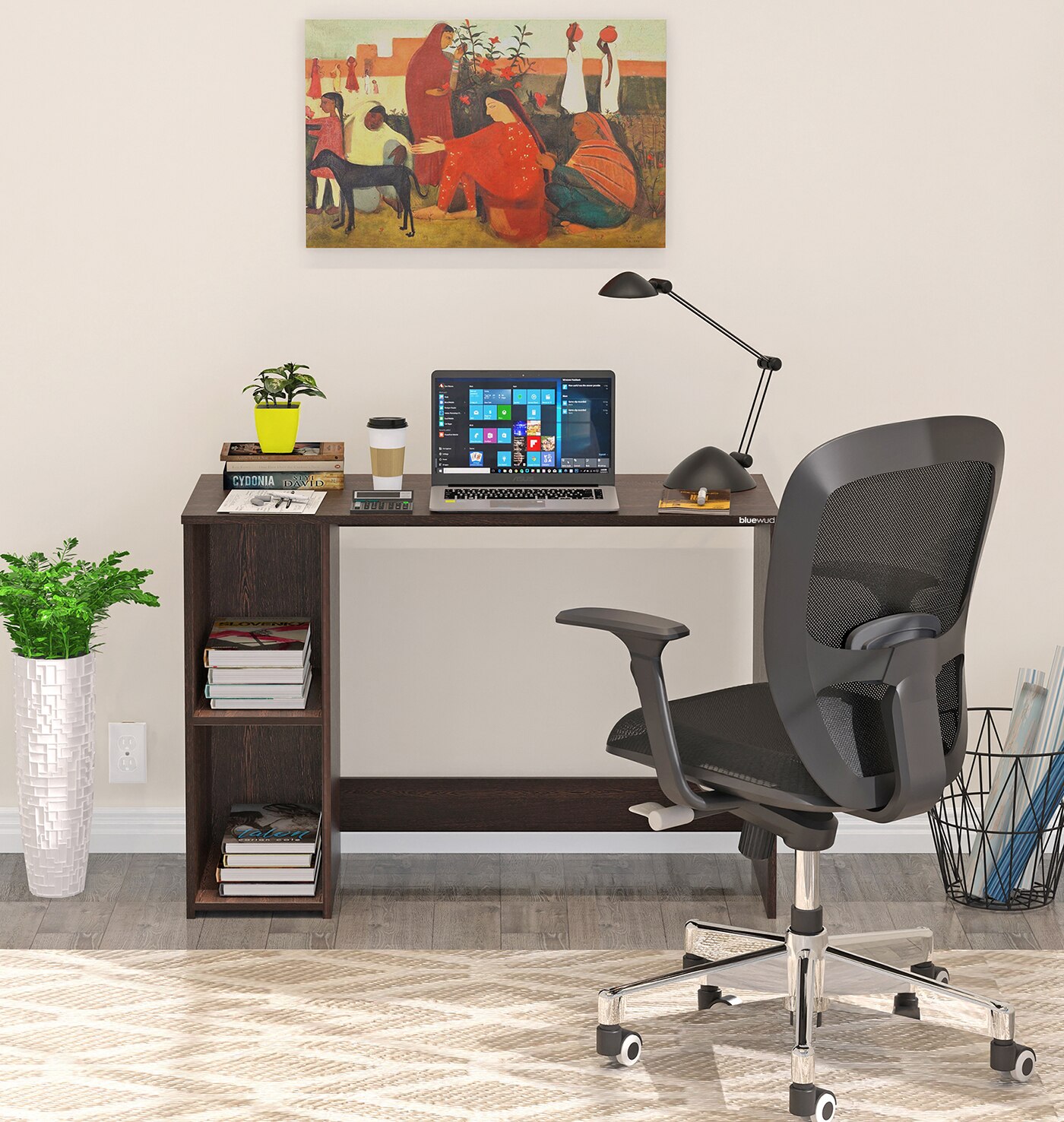 Mallium Free Standing Engineered Wood Study Table in Wenge Finish