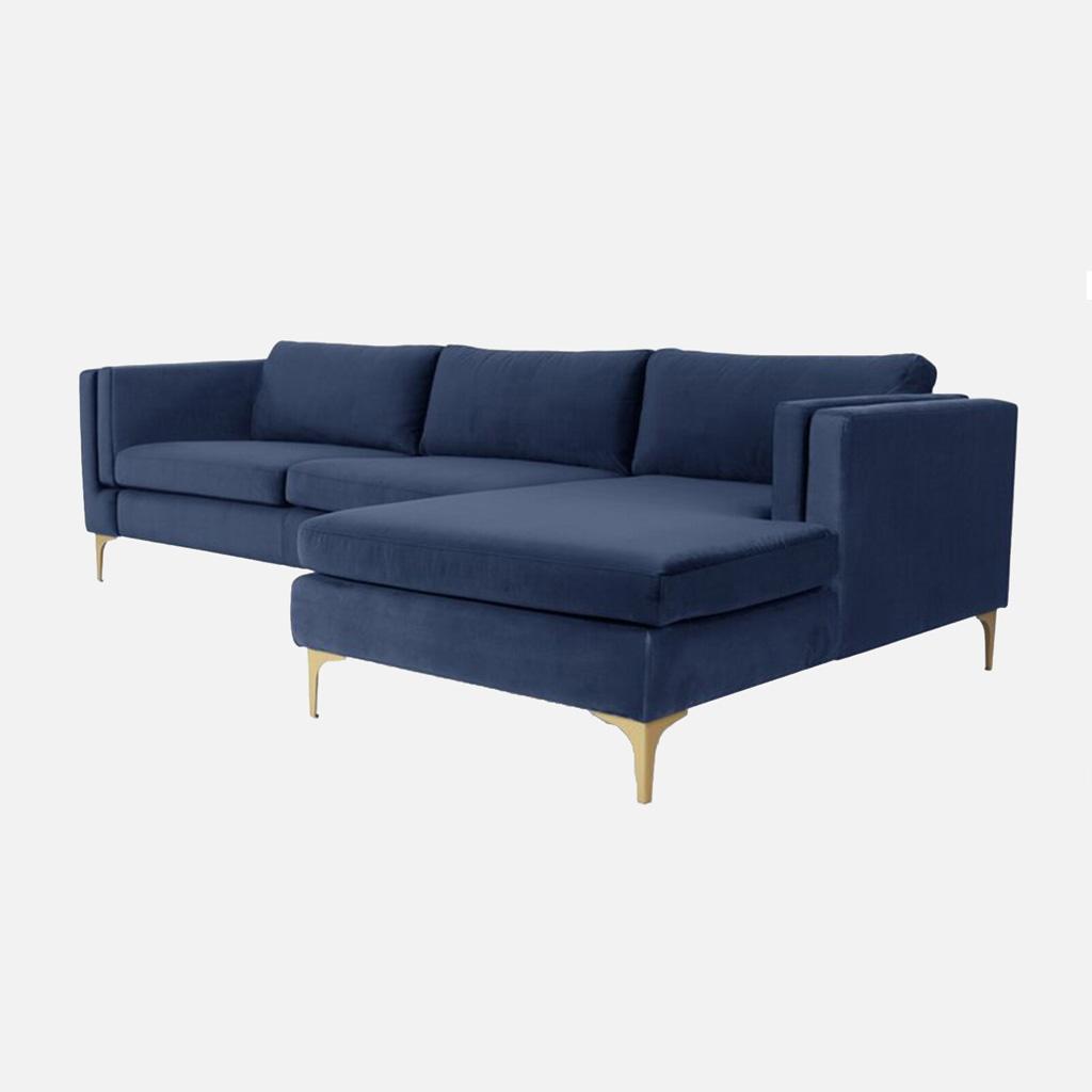 Brezza Sectional Fabric Sofa - Navy Blue